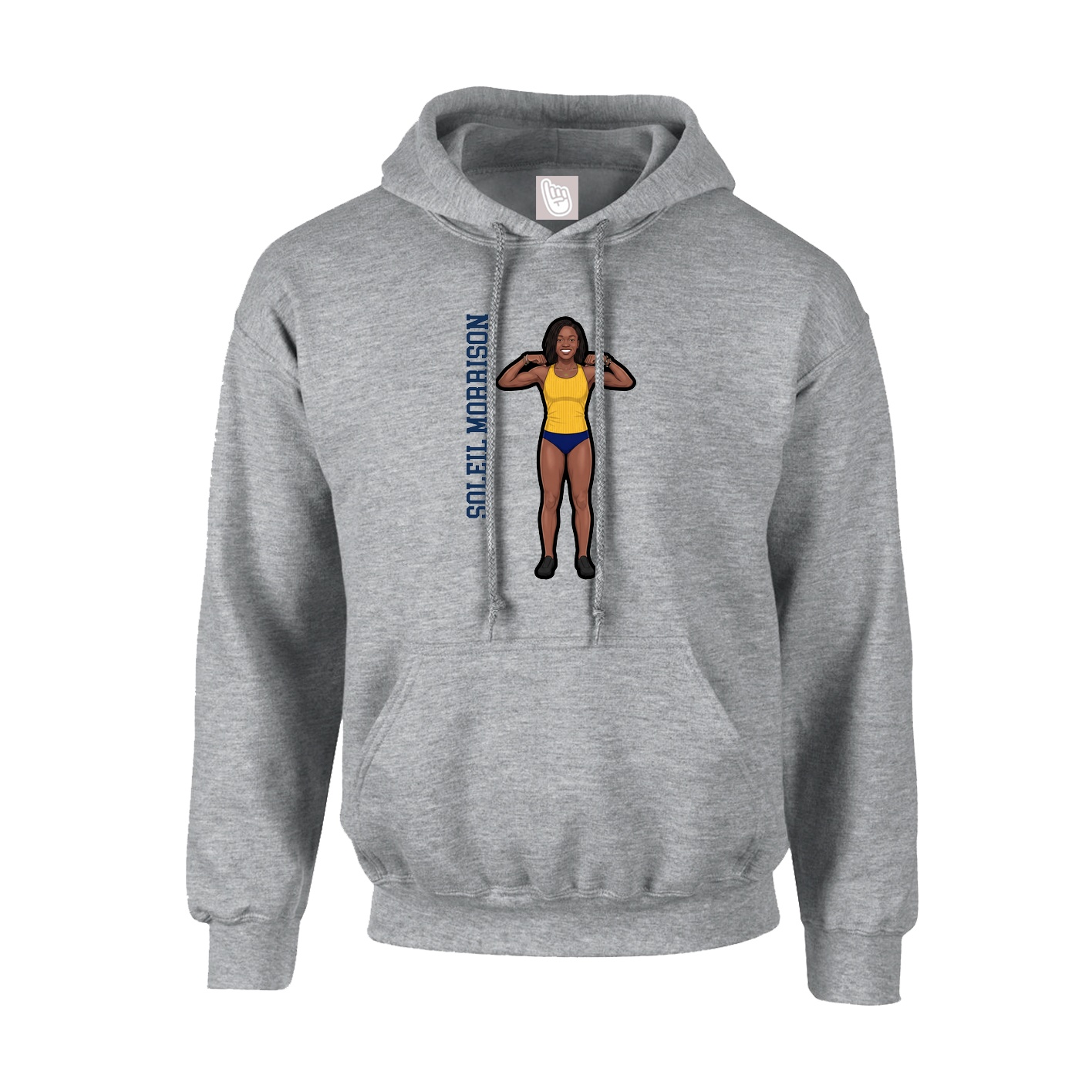 Hoodie — Name Vertical in Grey