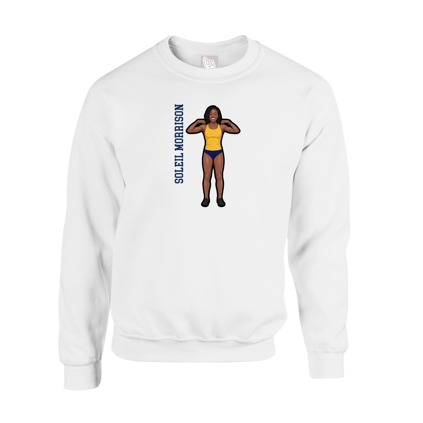 Fleece Crew — Name Vertical in White