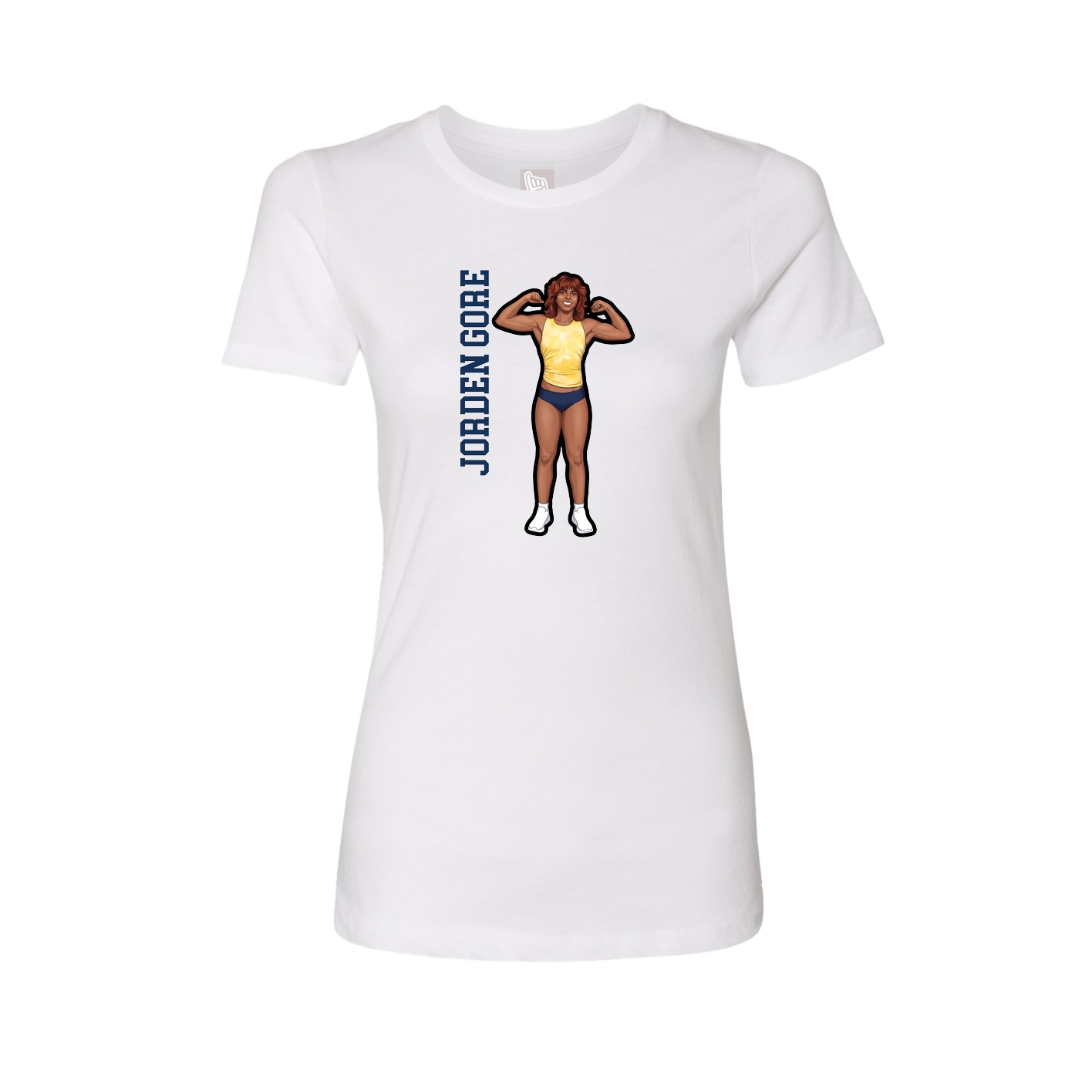 Fitted Women's Tee — Name Vertical in White