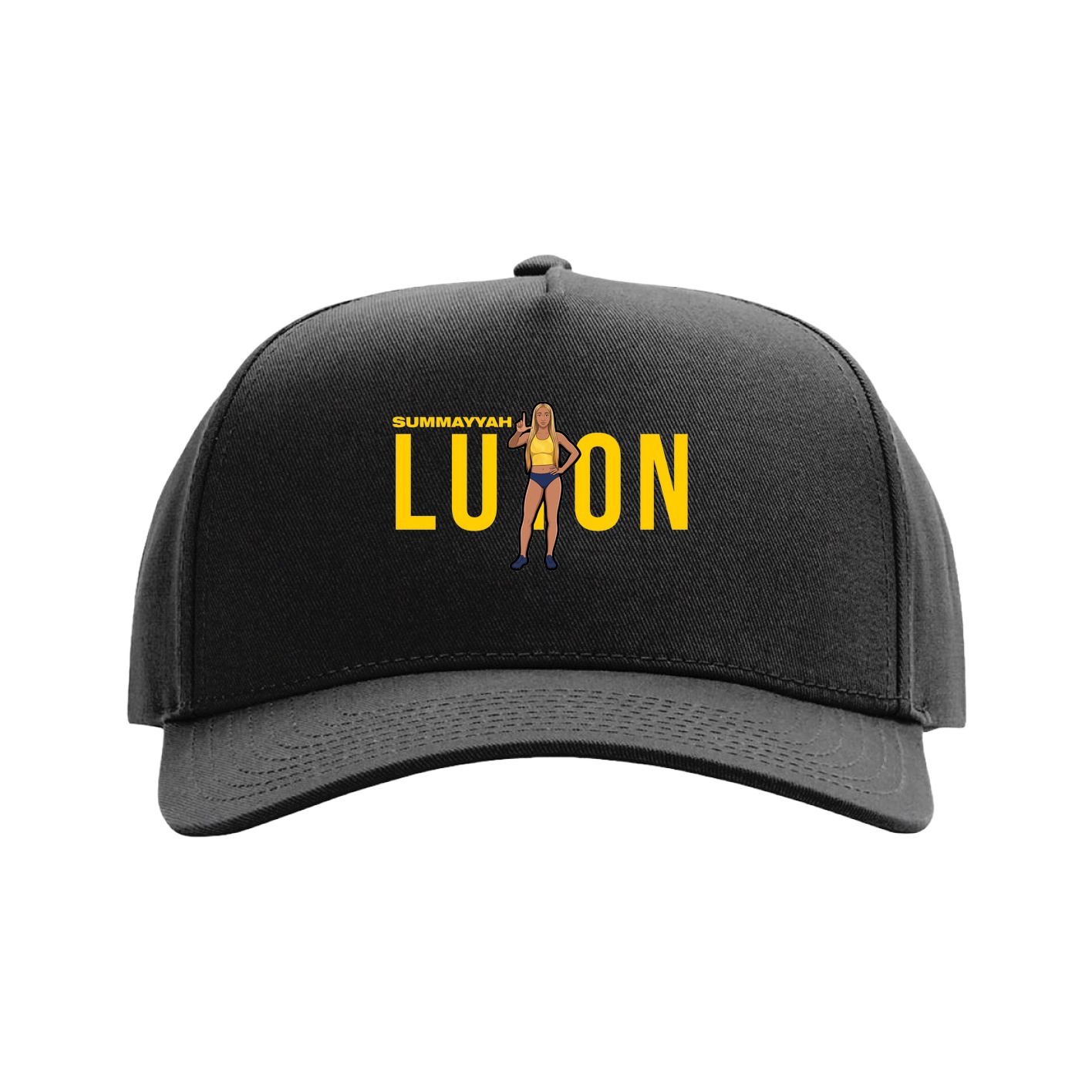 Full Fabric Five-Panel Champ Cap — Player Name in Black