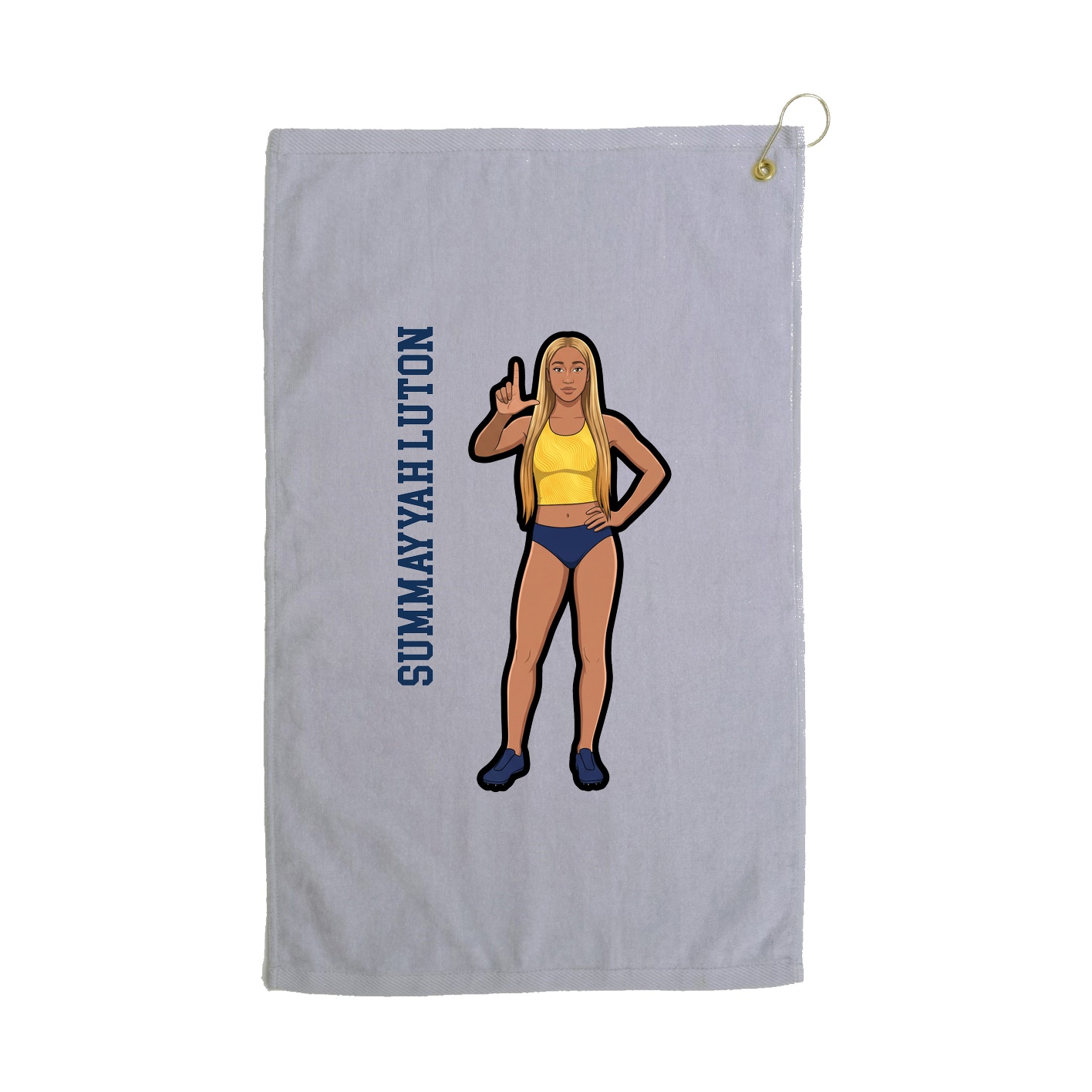 Golf Towel — Name Vertical in Grey