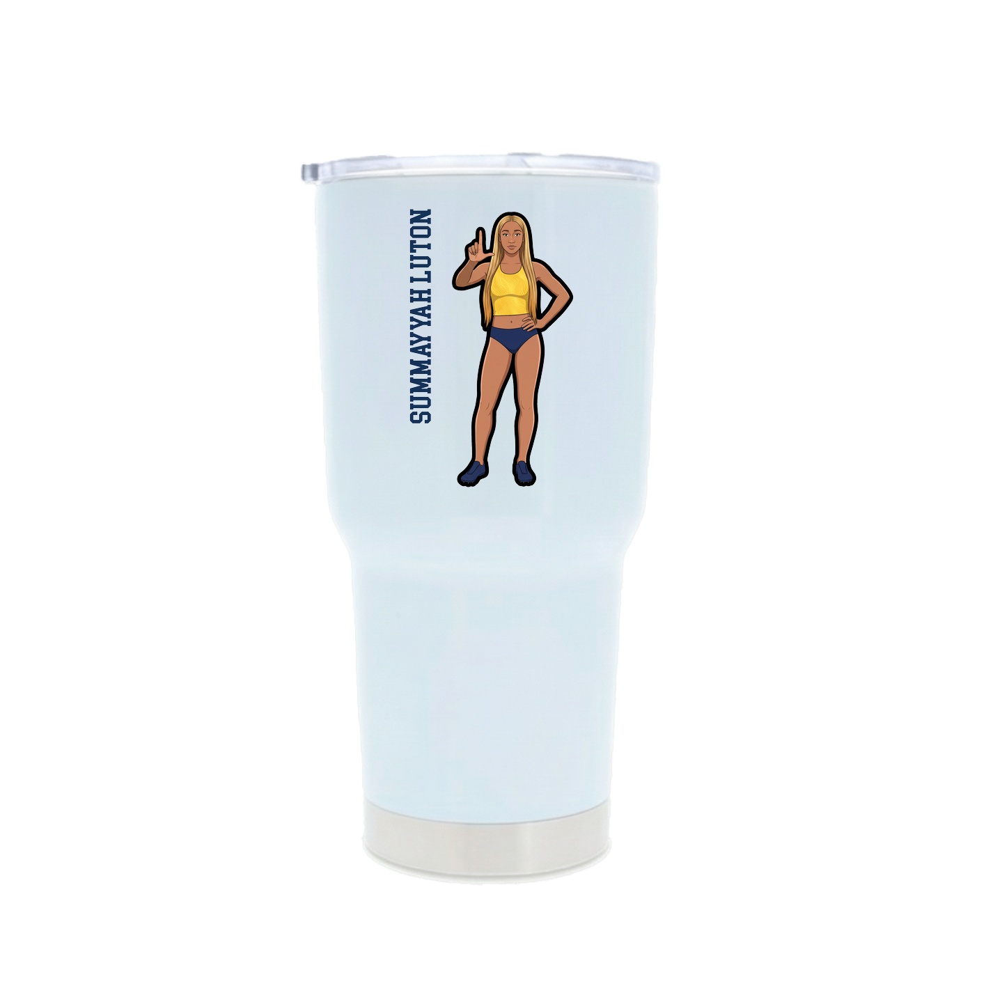 30oz Stainless Steel Tumbler — Name Vertical in White