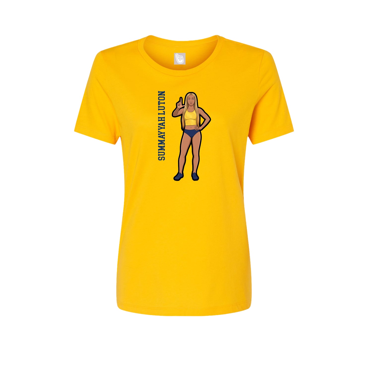 Fitted Women's Tee — Name Vertical in Gold