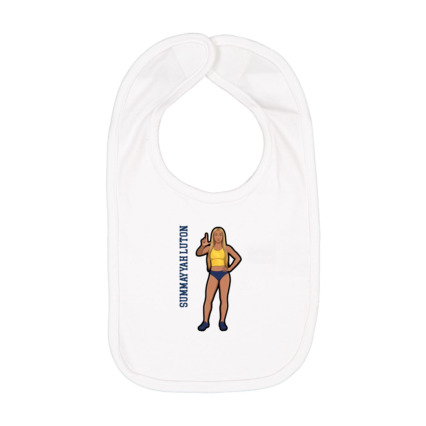 Infant Bib — Name Vertical in White