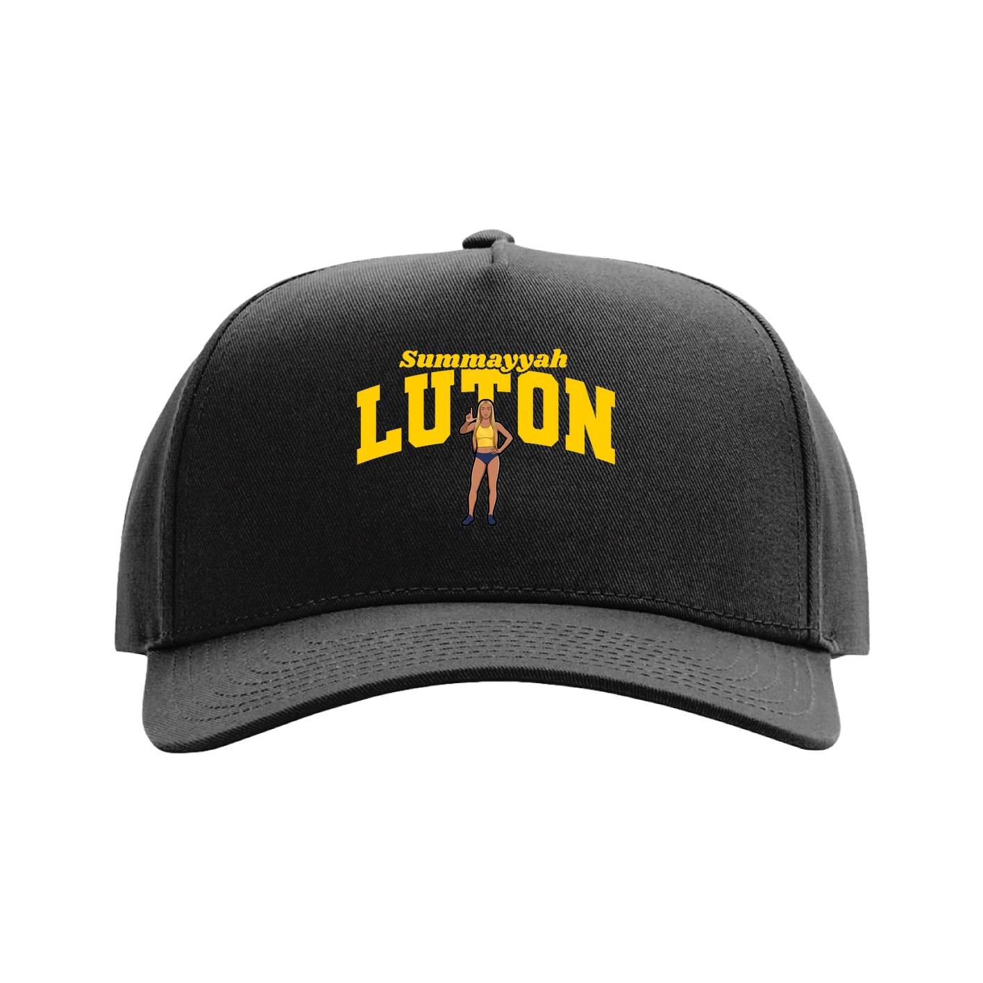 Full Fabric Five-Panel Champ Cap — Signature Arch in Black