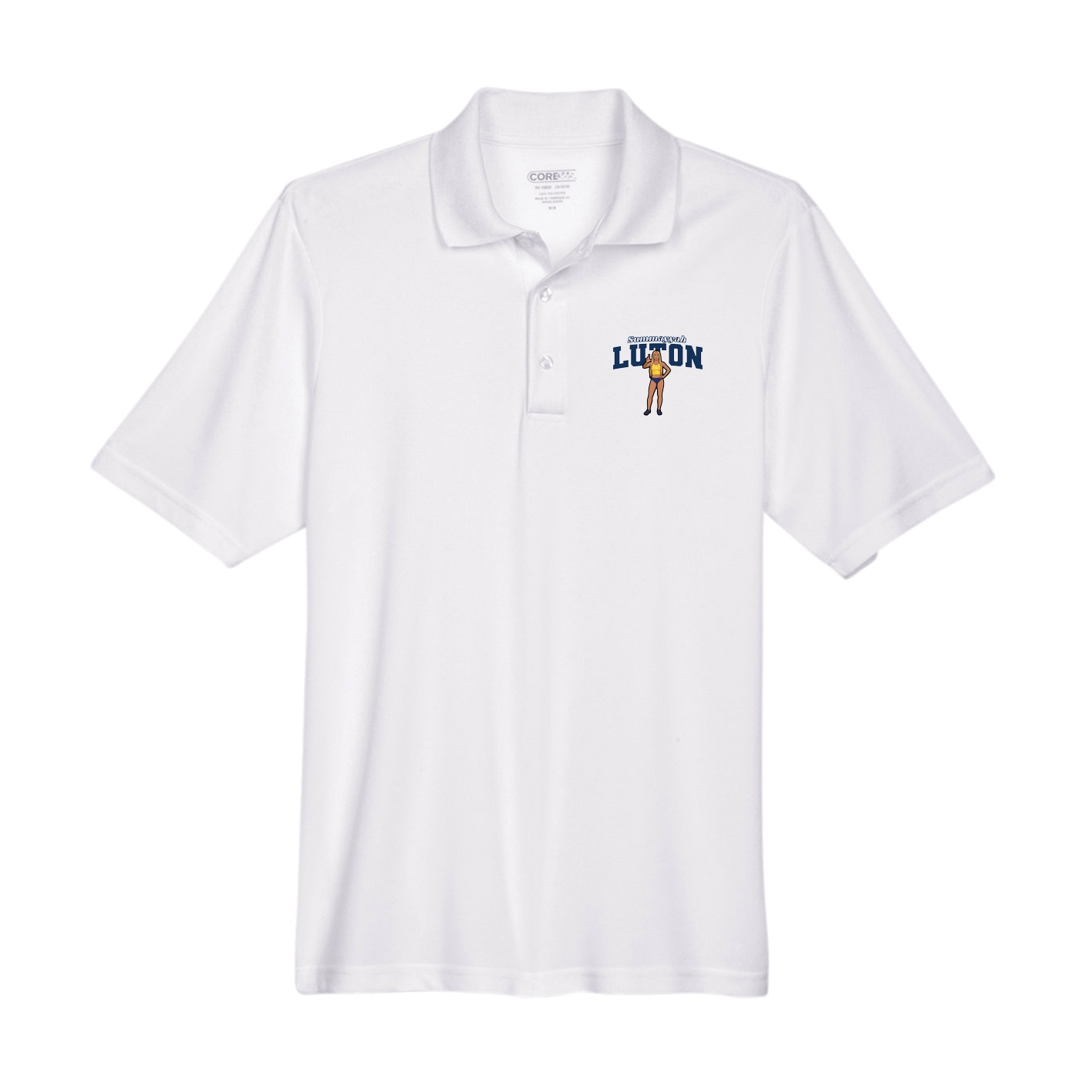 Performance Polo — Name Arch in White