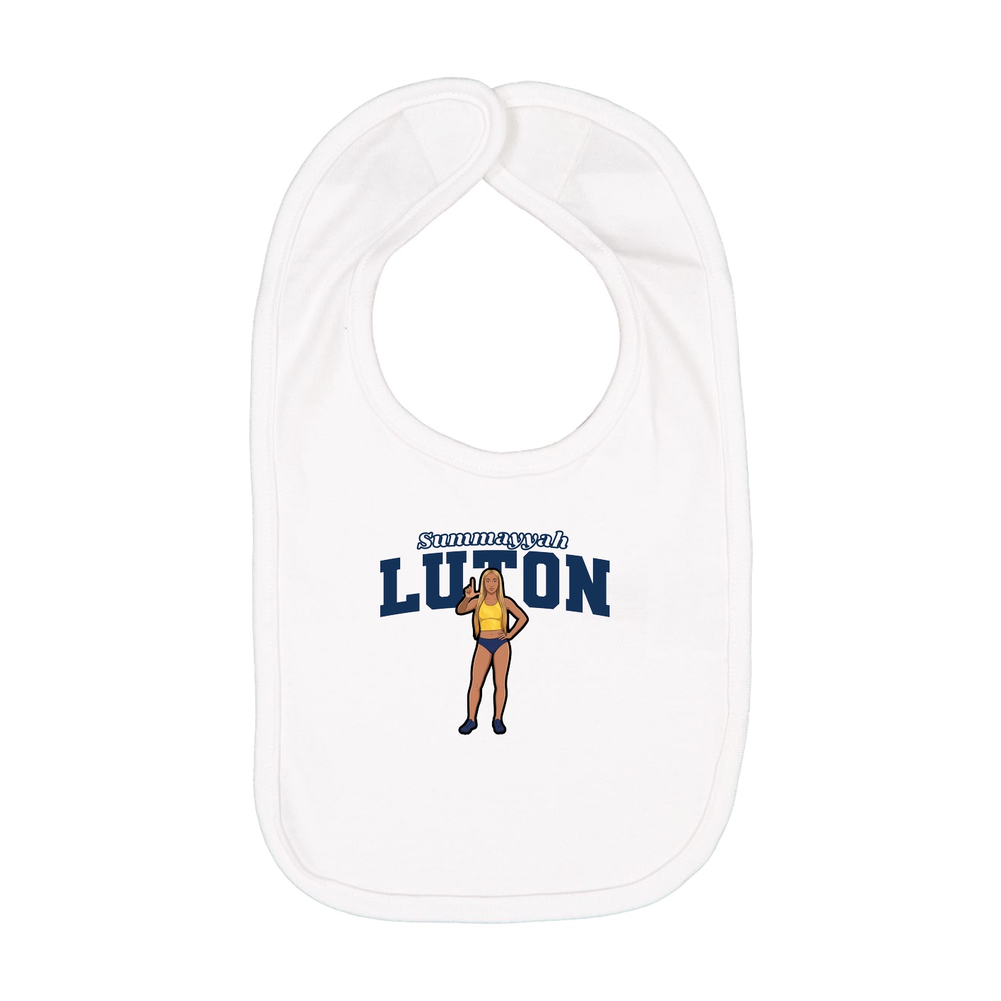 Infant Bib — Name Arch in White