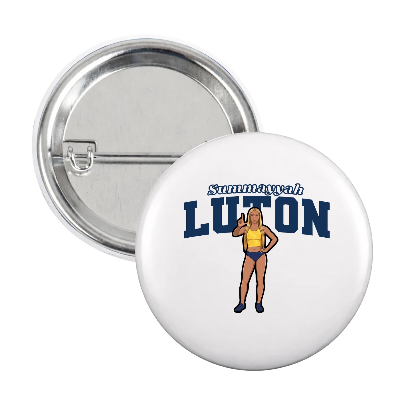 Game Day Button — Name Arch in White