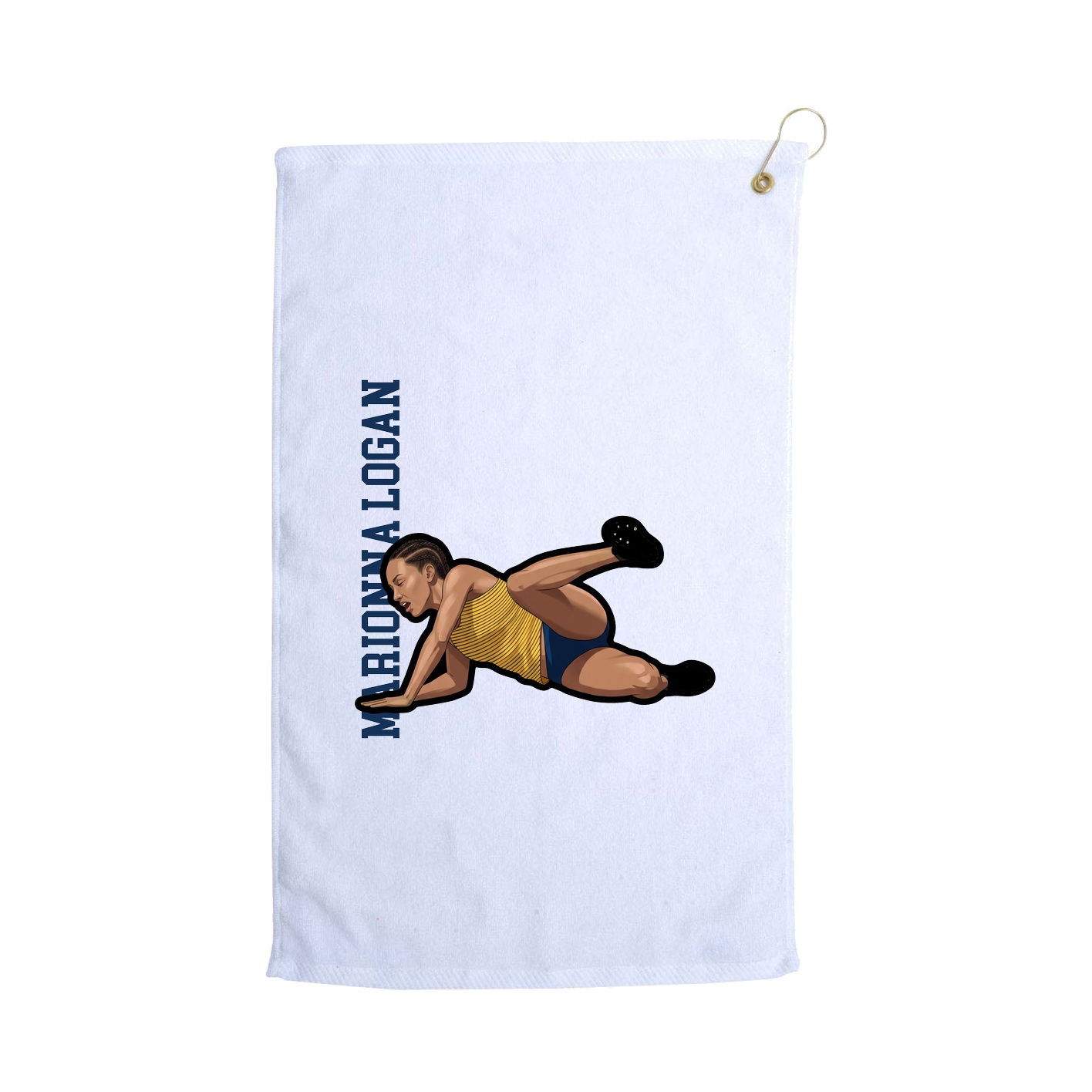Golf Towel — Name Vertical in White
