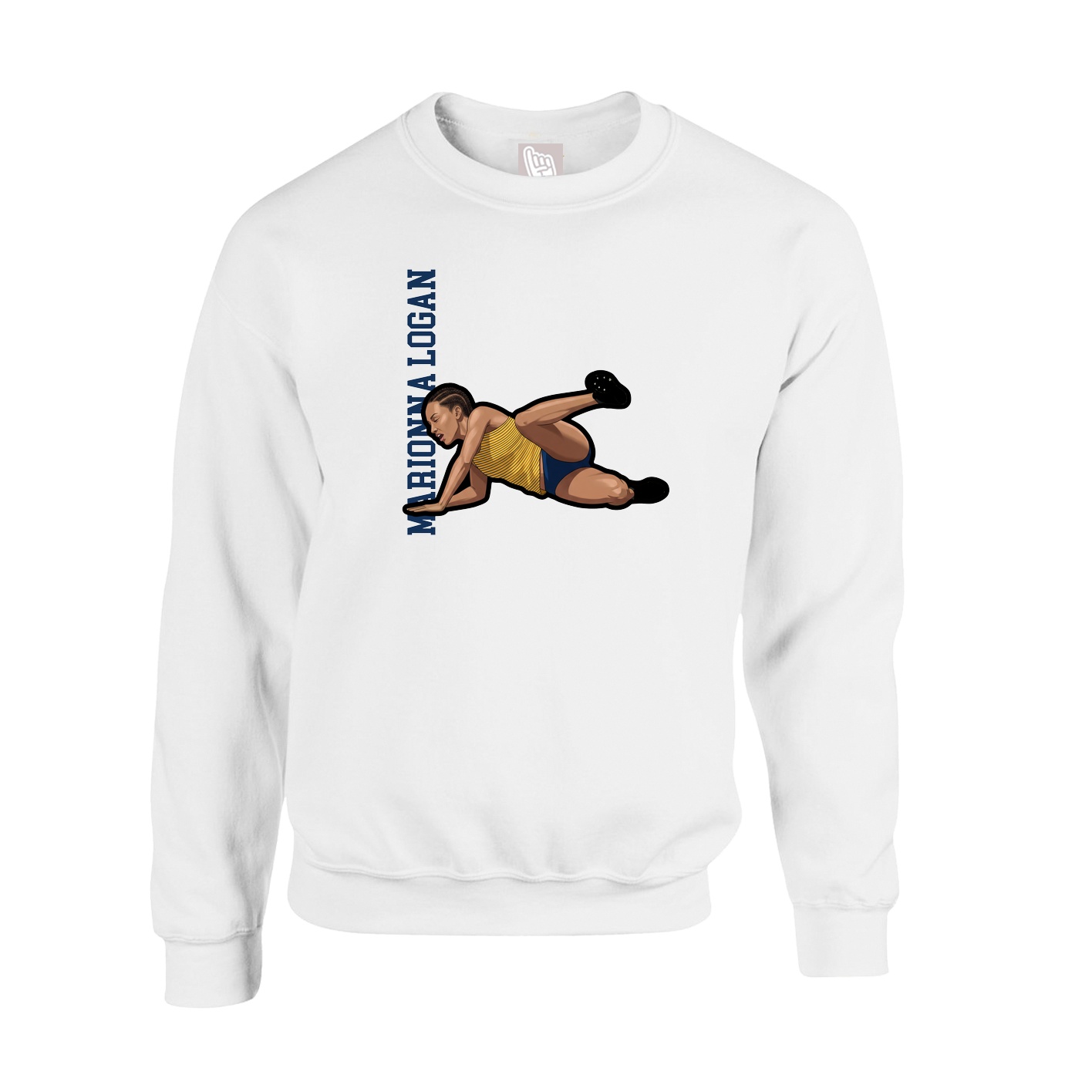 Fleece Crew — Name Vertical in White