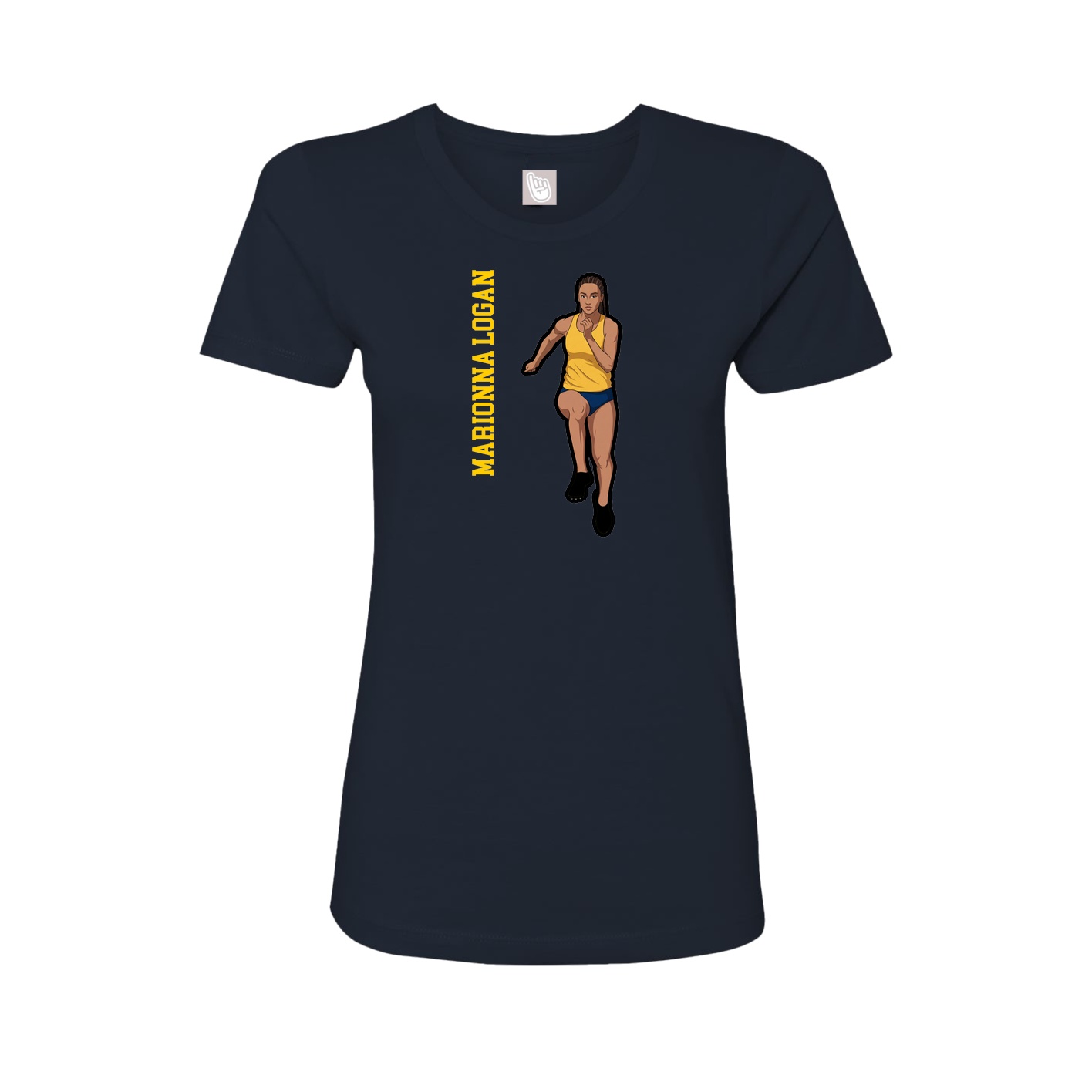 Fitted Women's Tee — Name Vertical in Navy