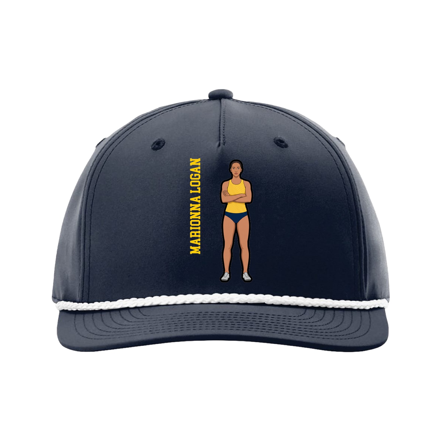 Five-Panel Classic Rope Cap — Name Vertical in Navy