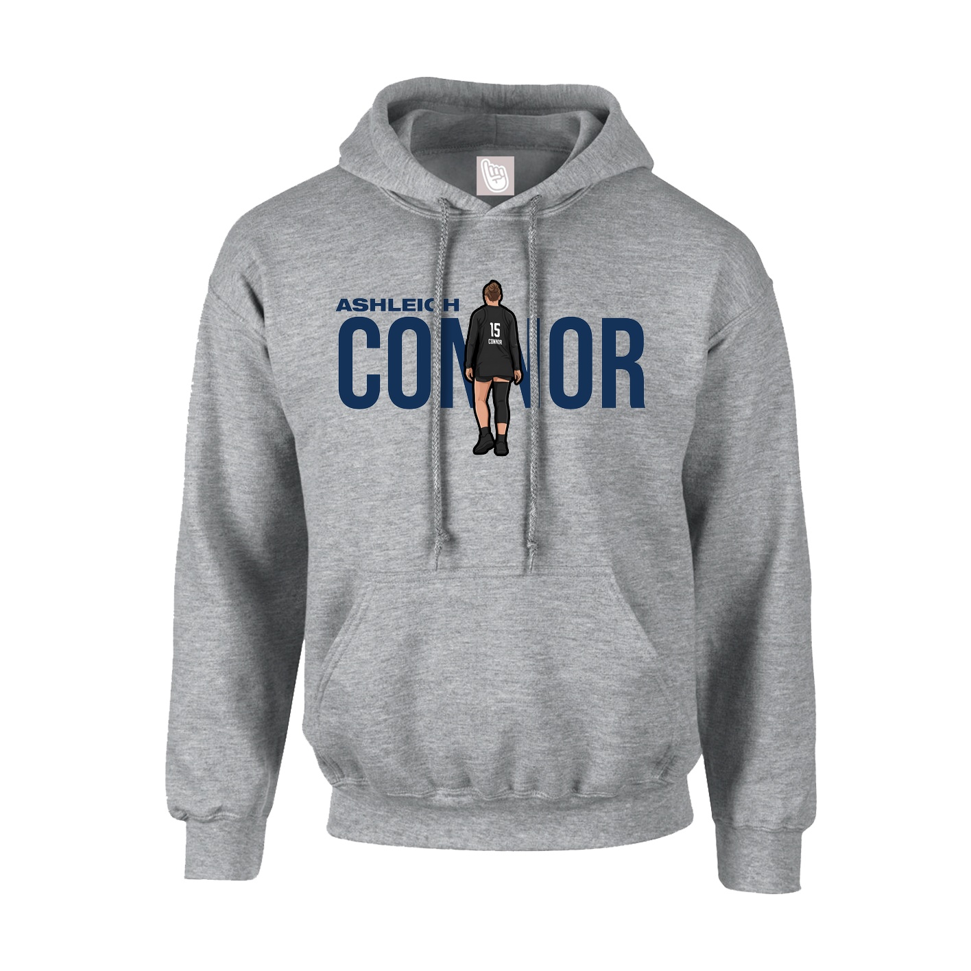 Hoodie — Player Name in Grey