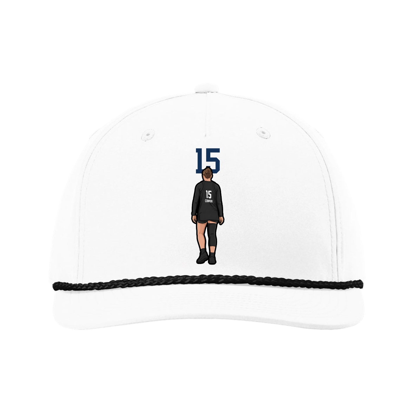 Five-Panel Classic Rope Cap — Number Top in White