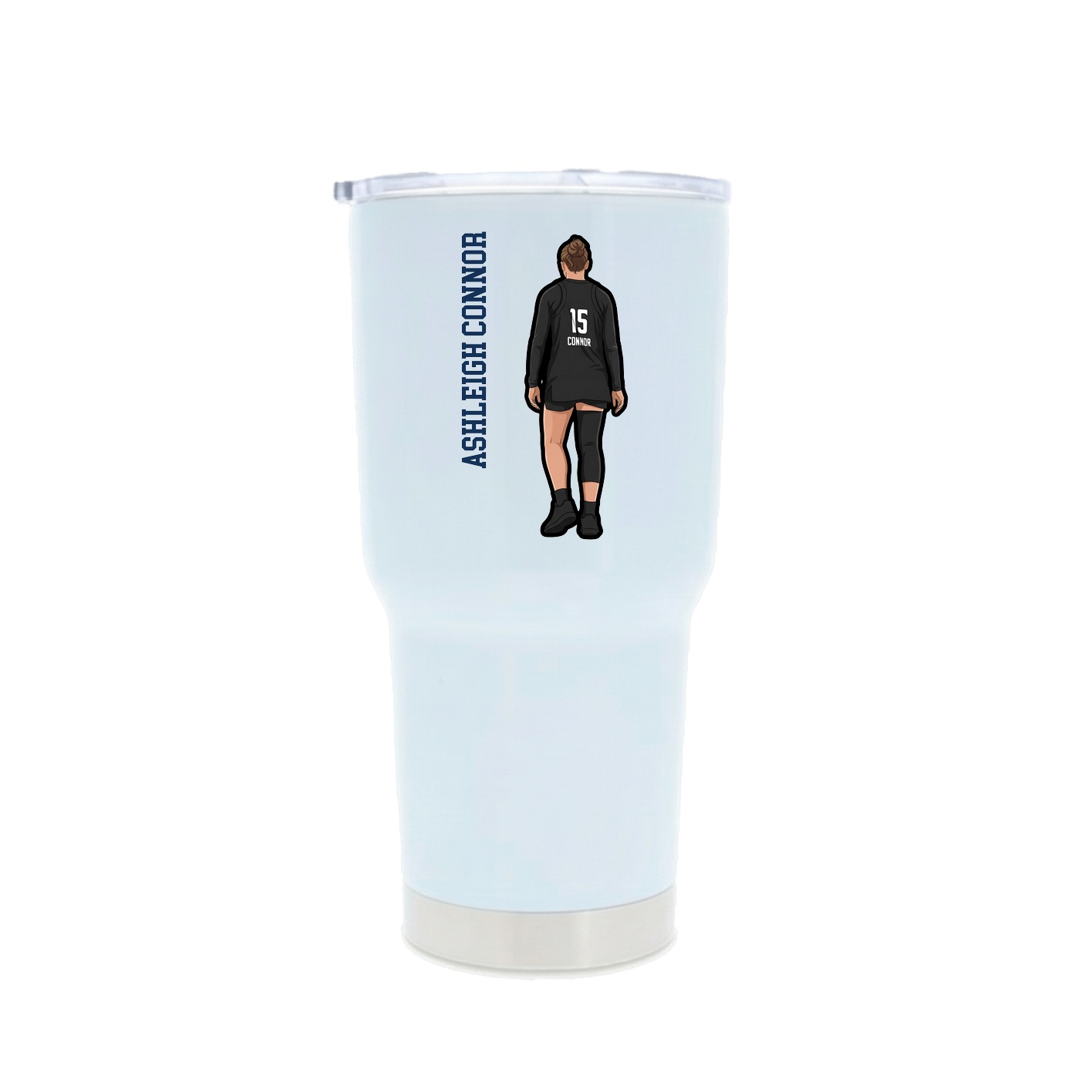 30oz Stainless Steel Tumbler — Name Vertical in White
