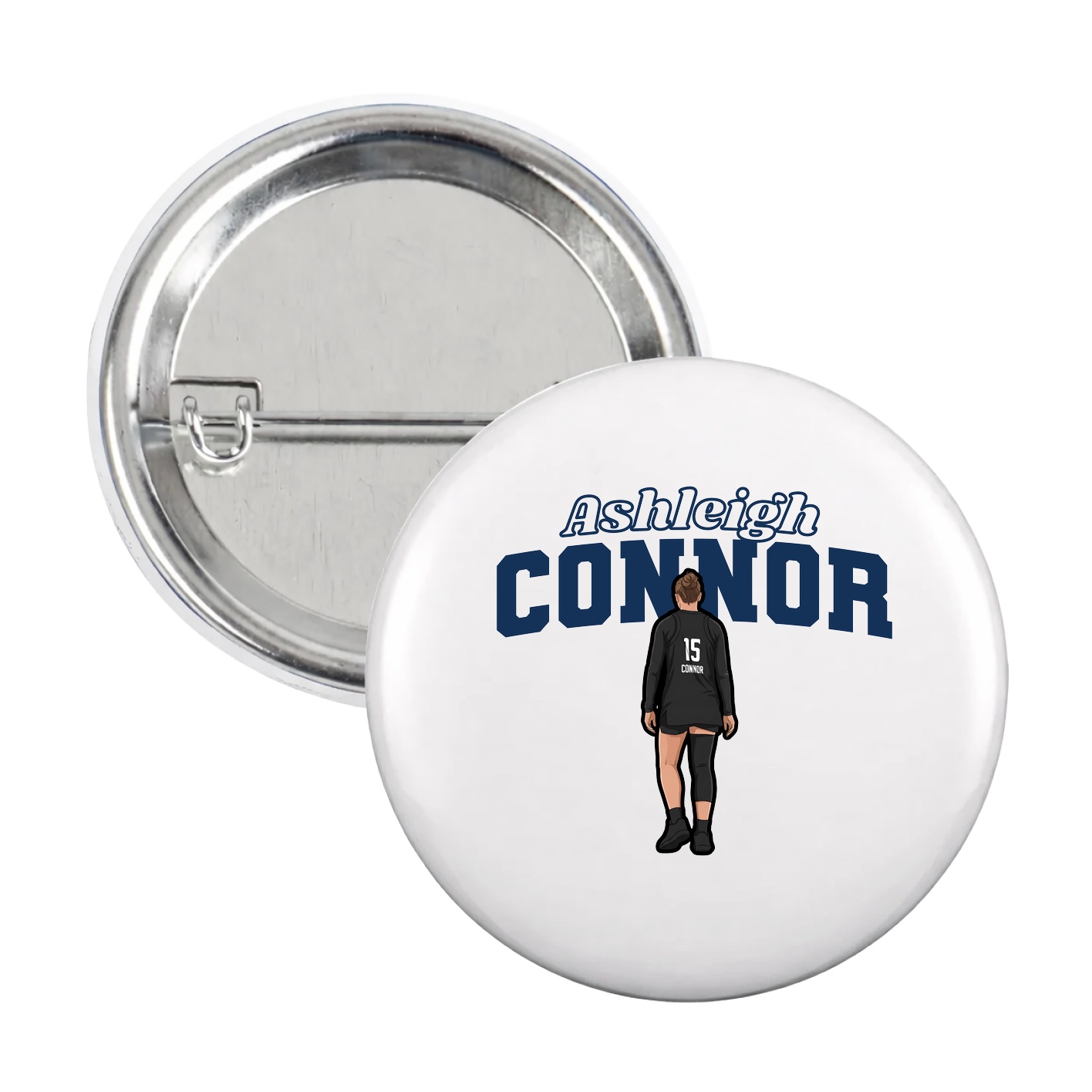Game Day Button — Name Arch in White