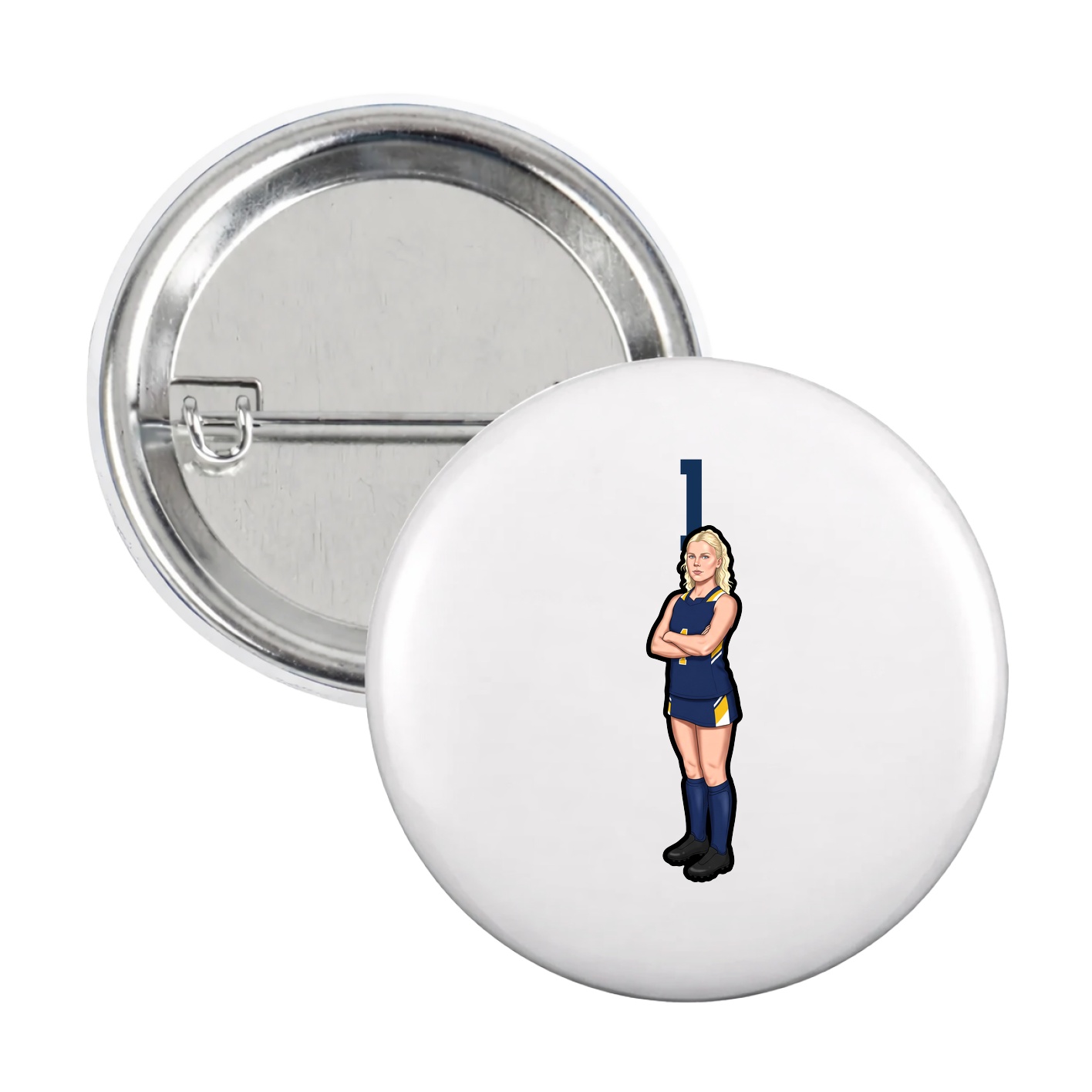 Game Day Button — Number Top in White