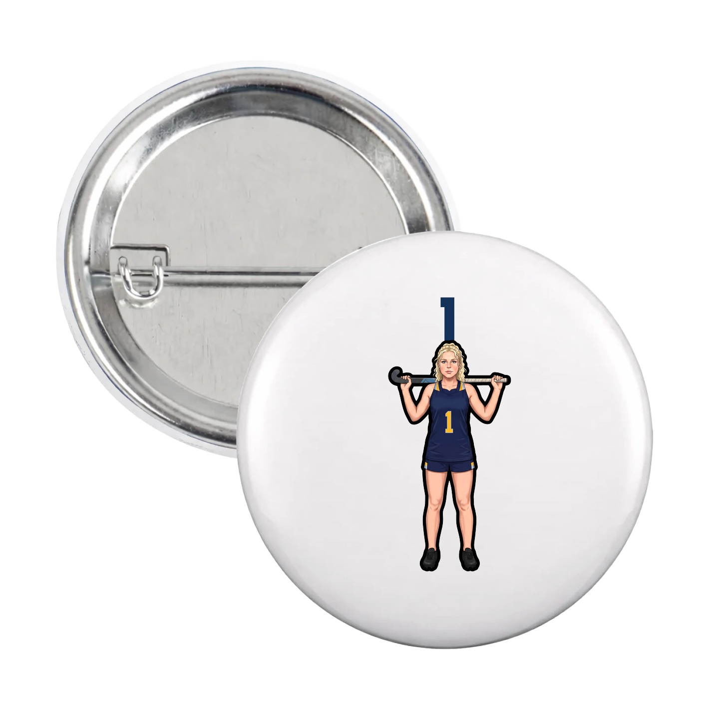Game Day Button — Number Top in White