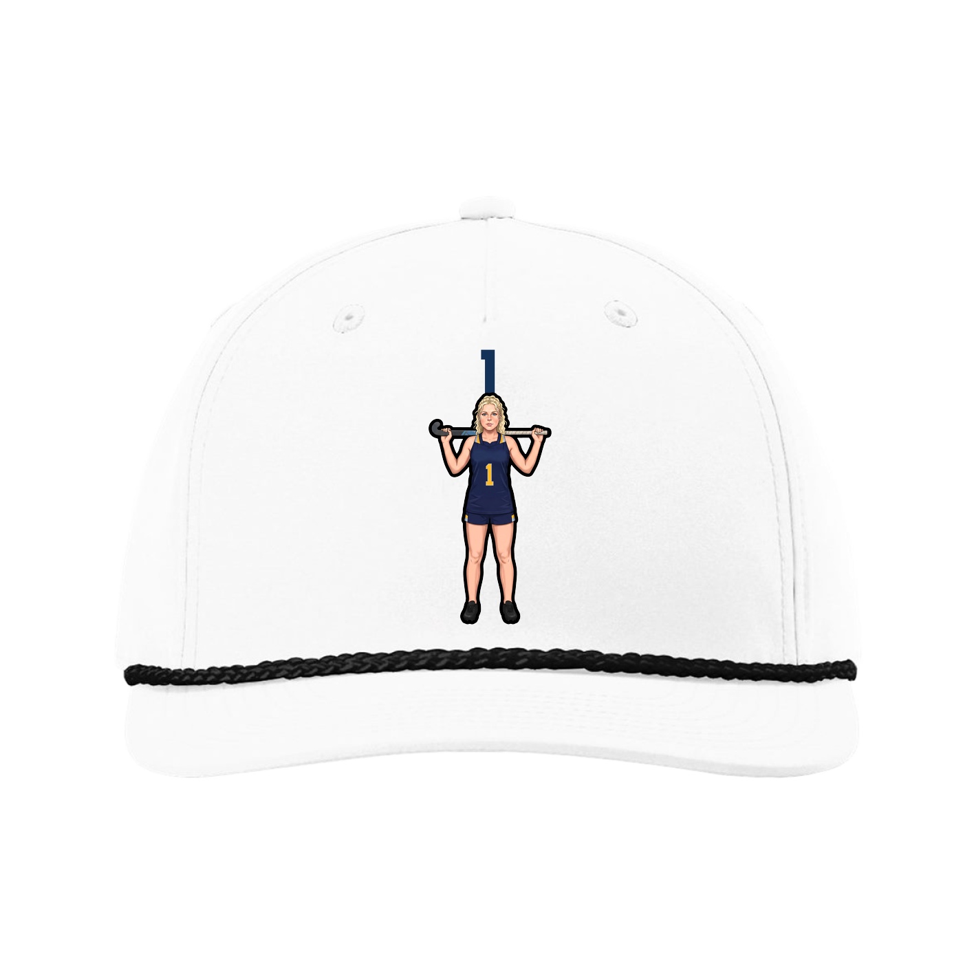 Five-Panel Classic Rope Cap — Number Top in White