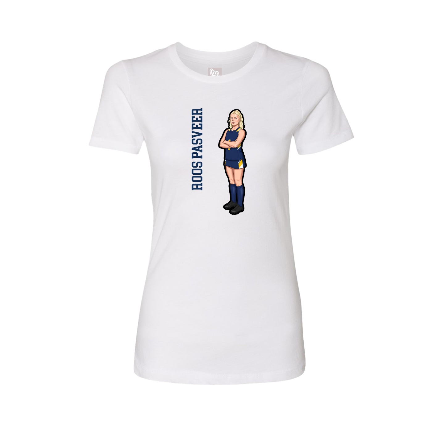 Fitted Women's Tee — Name Vertical in White