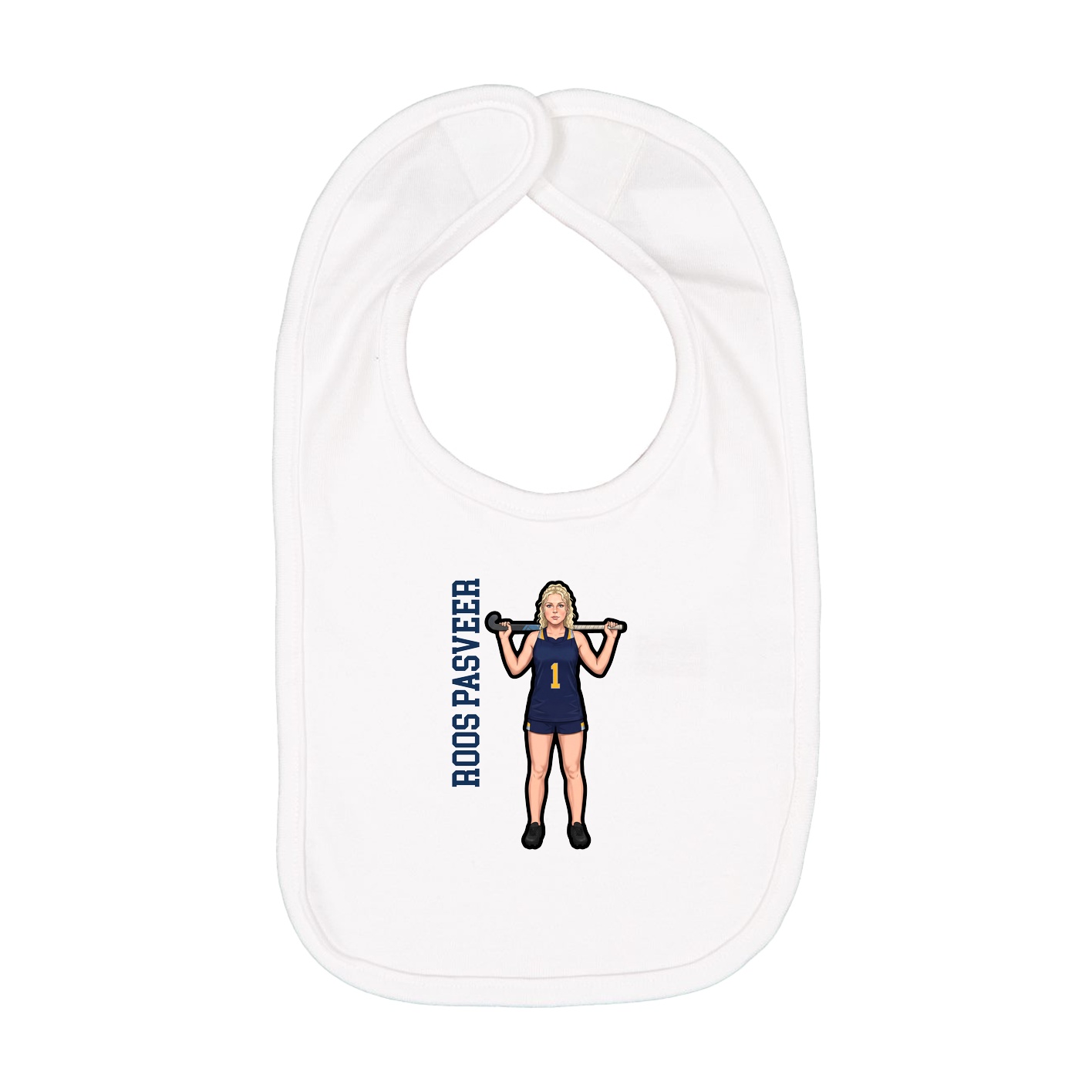 Infant Bib — Name Vertical in White