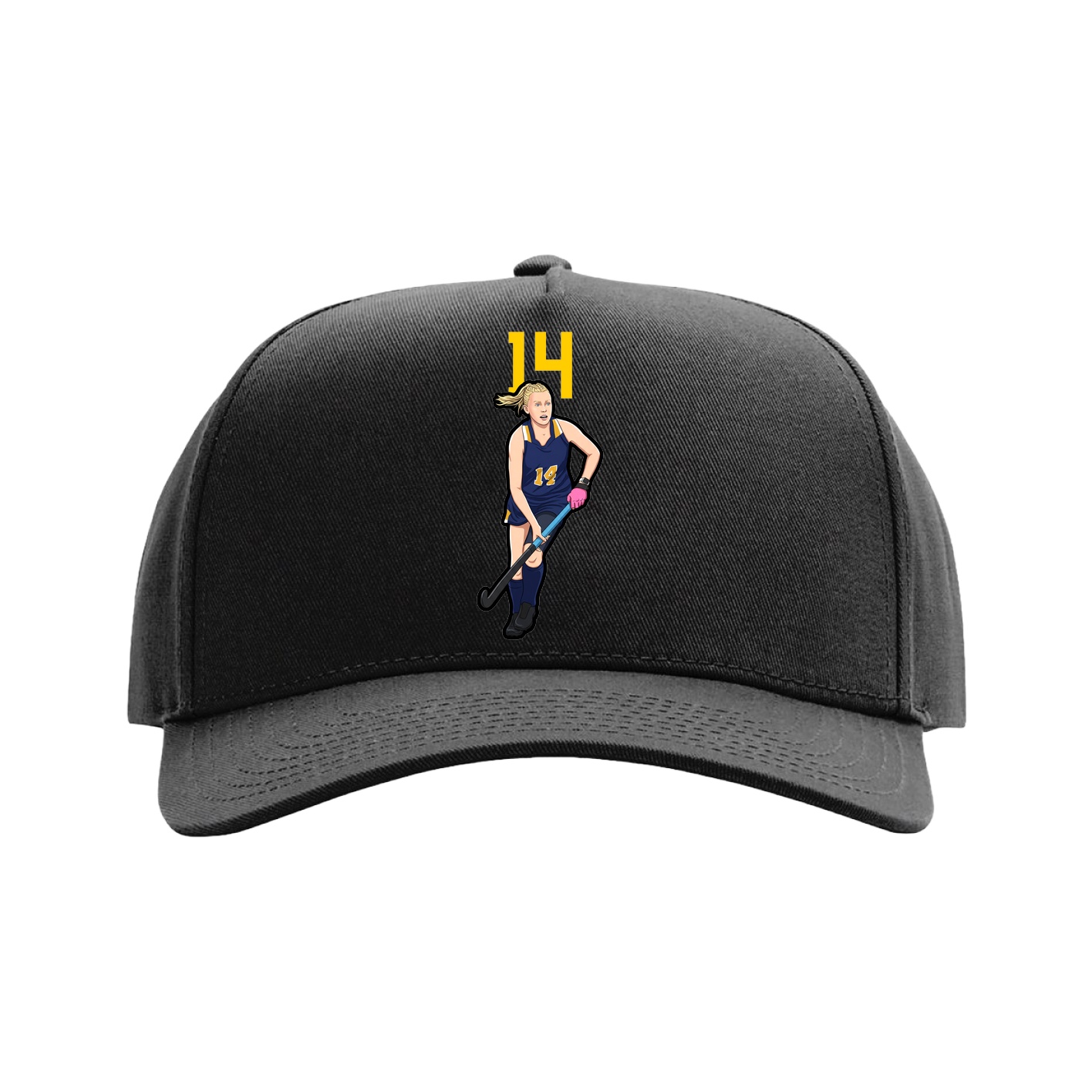 Full Fabric Five-Panel Champ Cap — Number Top in Black