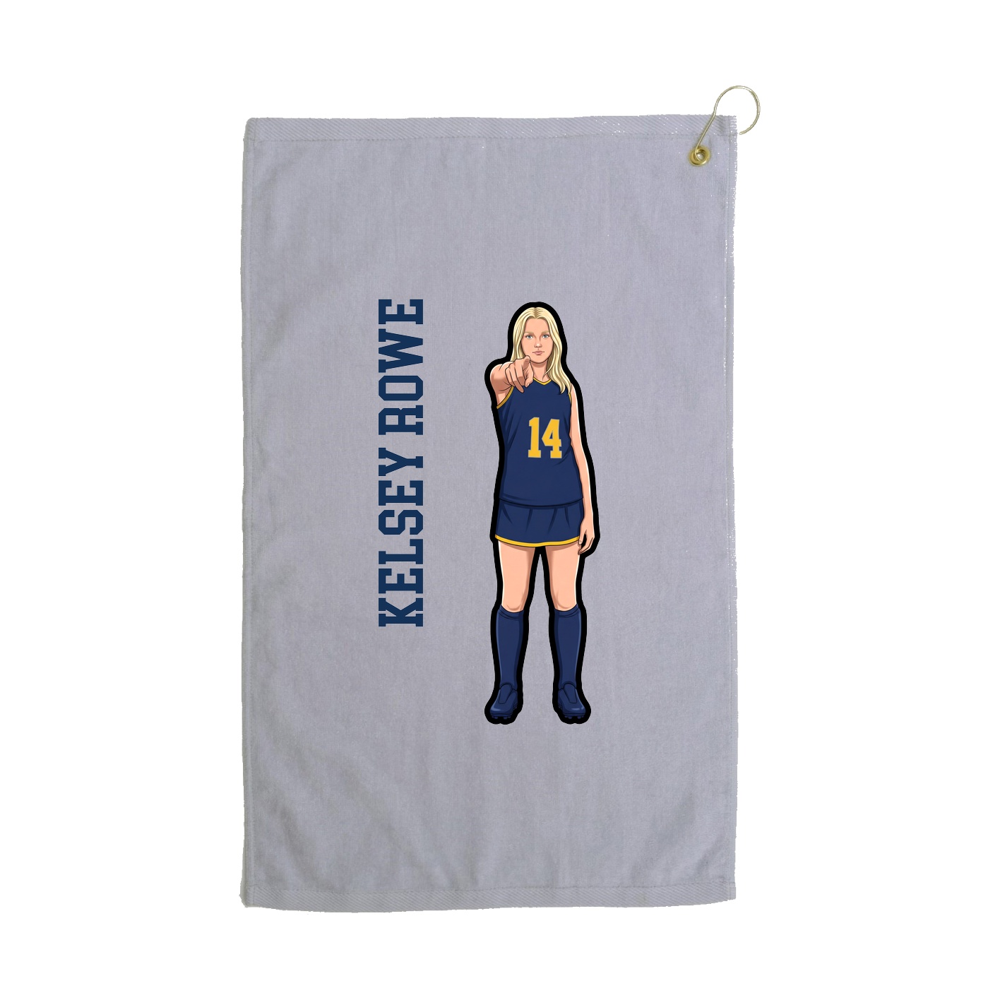 Golf Towel — Name Vertical in Grey