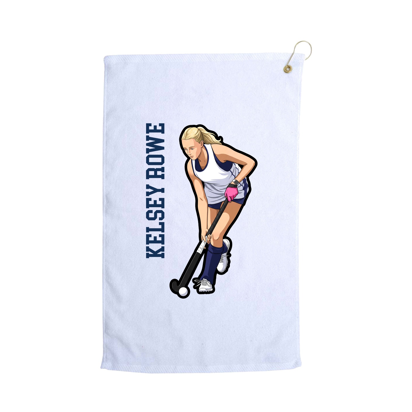 Golf Towel — Name Vertical in White