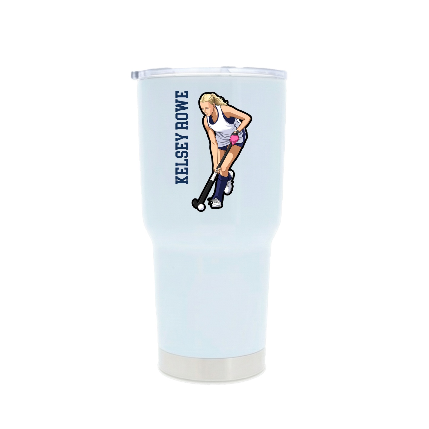 30oz Stainless Steel Tumbler — Name Vertical in White