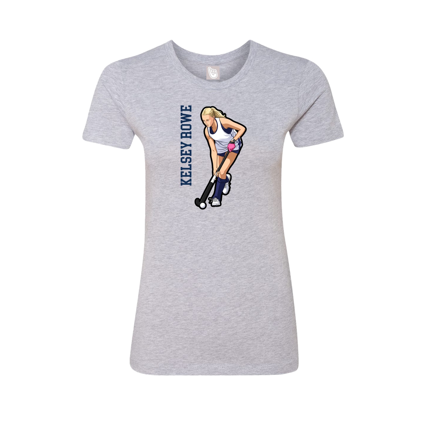 Fitted Women's Tee — Name Vertical in Grey