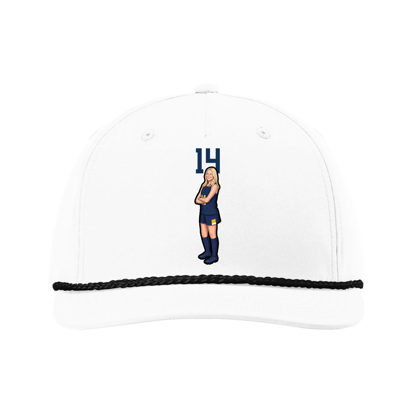 Five-Panel Classic Rope Cap — Number Top in White