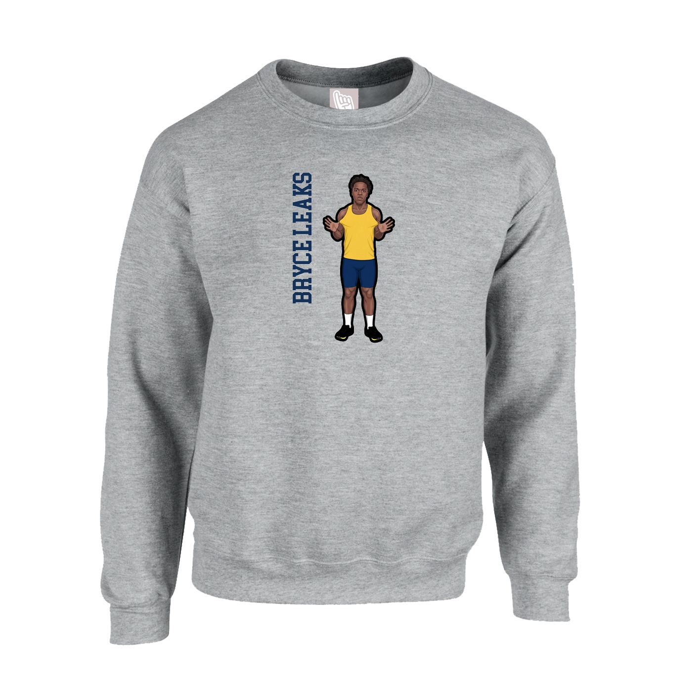 Fleece Crew — Name Vertical in Grey
