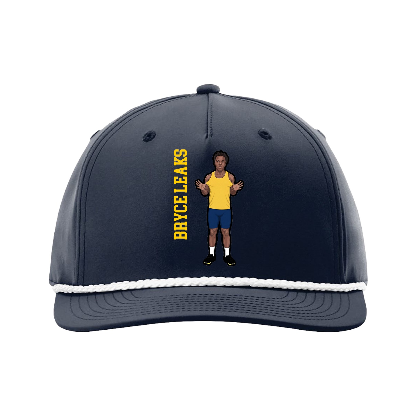Five-Panel Classic Rope Cap — Name Vertical in Navy