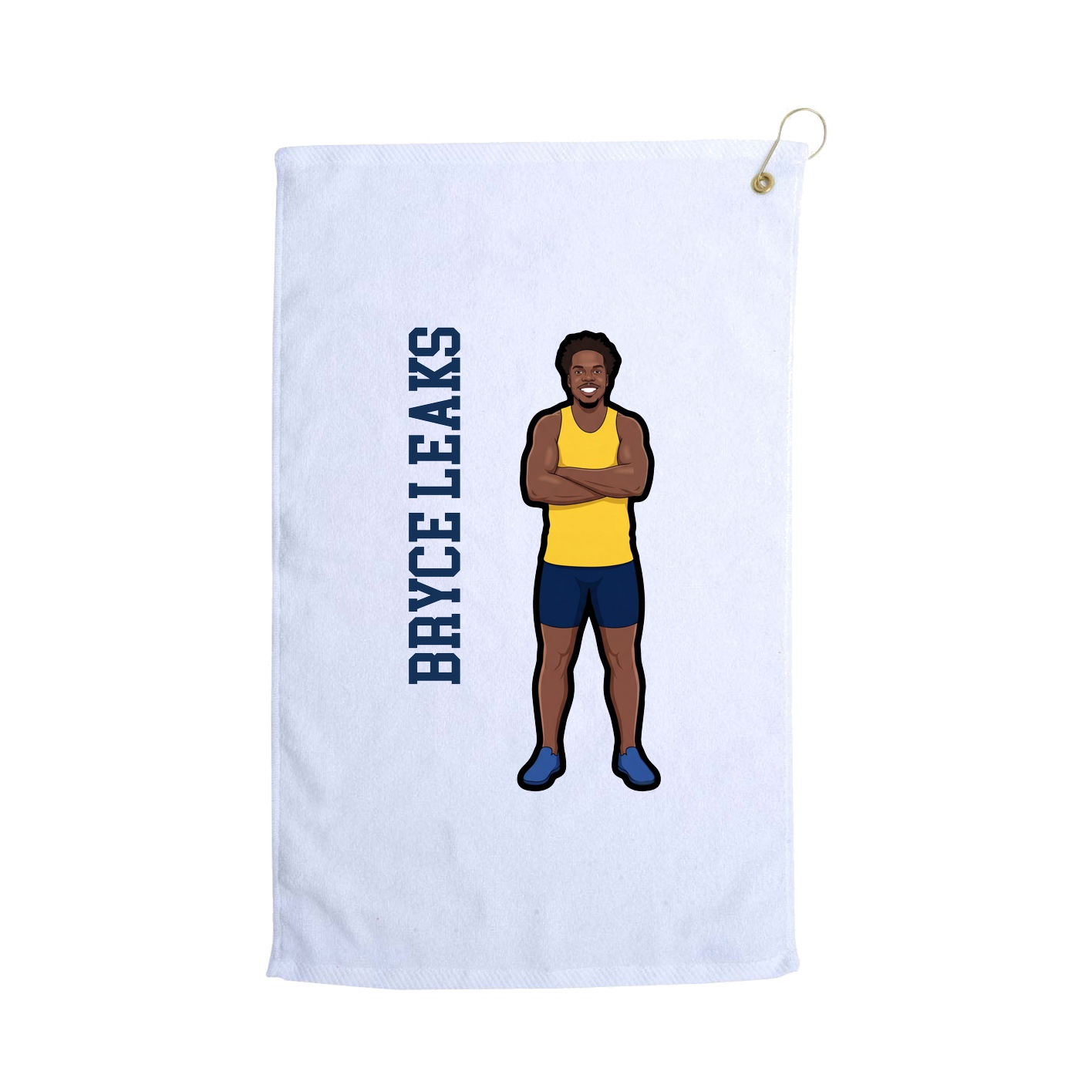 Golf Towel — Name Vertical in White