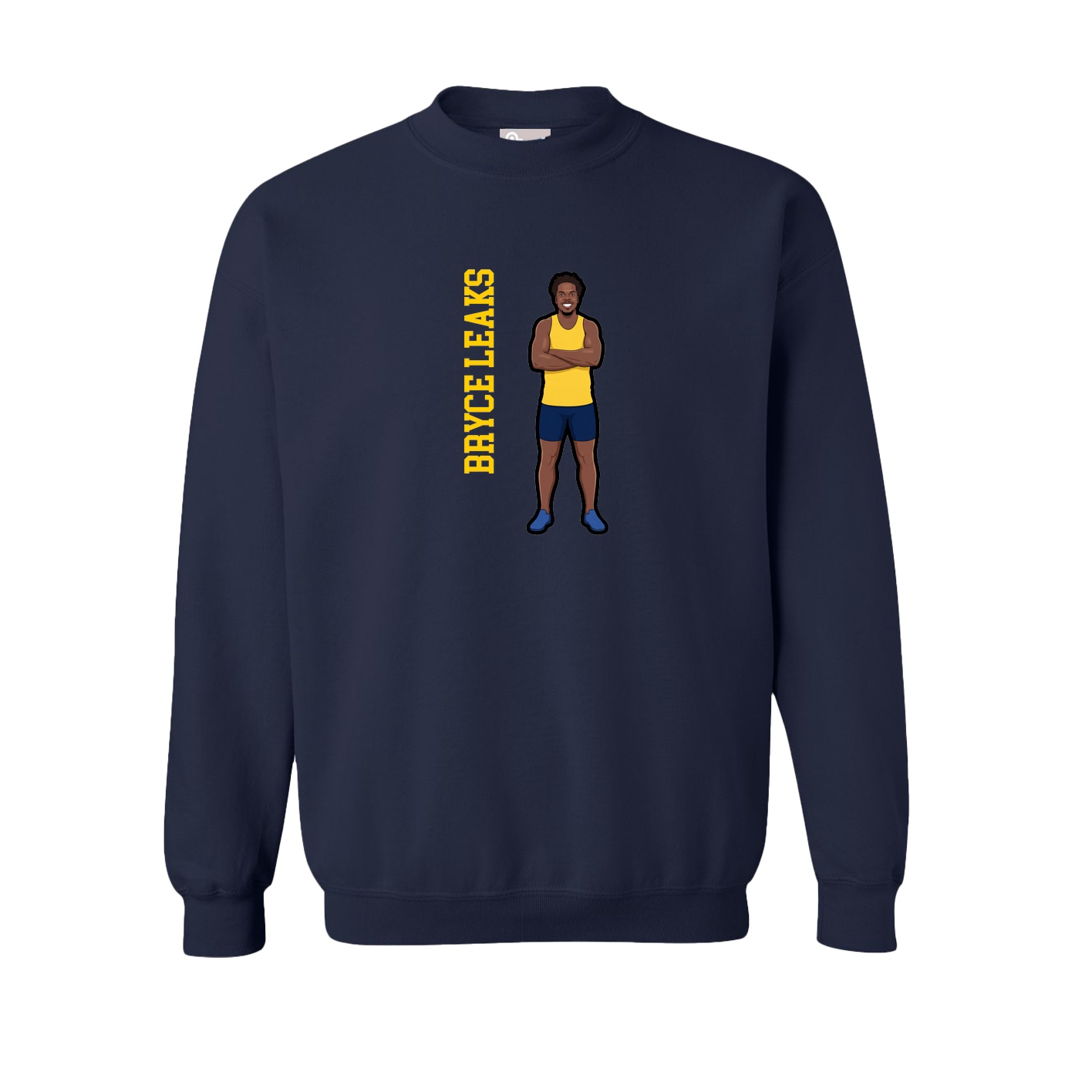 Fleece Crew — Name Vertical in Navy