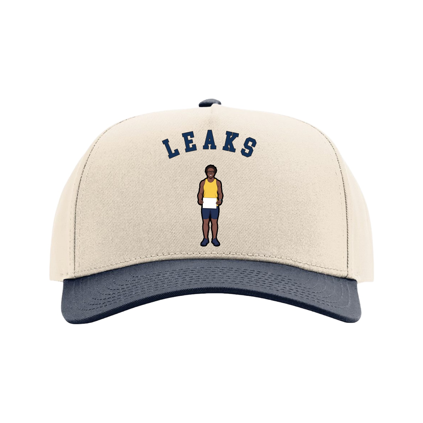 Full Fabric Five-Panel Champ Cap — Shirsey Arch in Cream/Navy