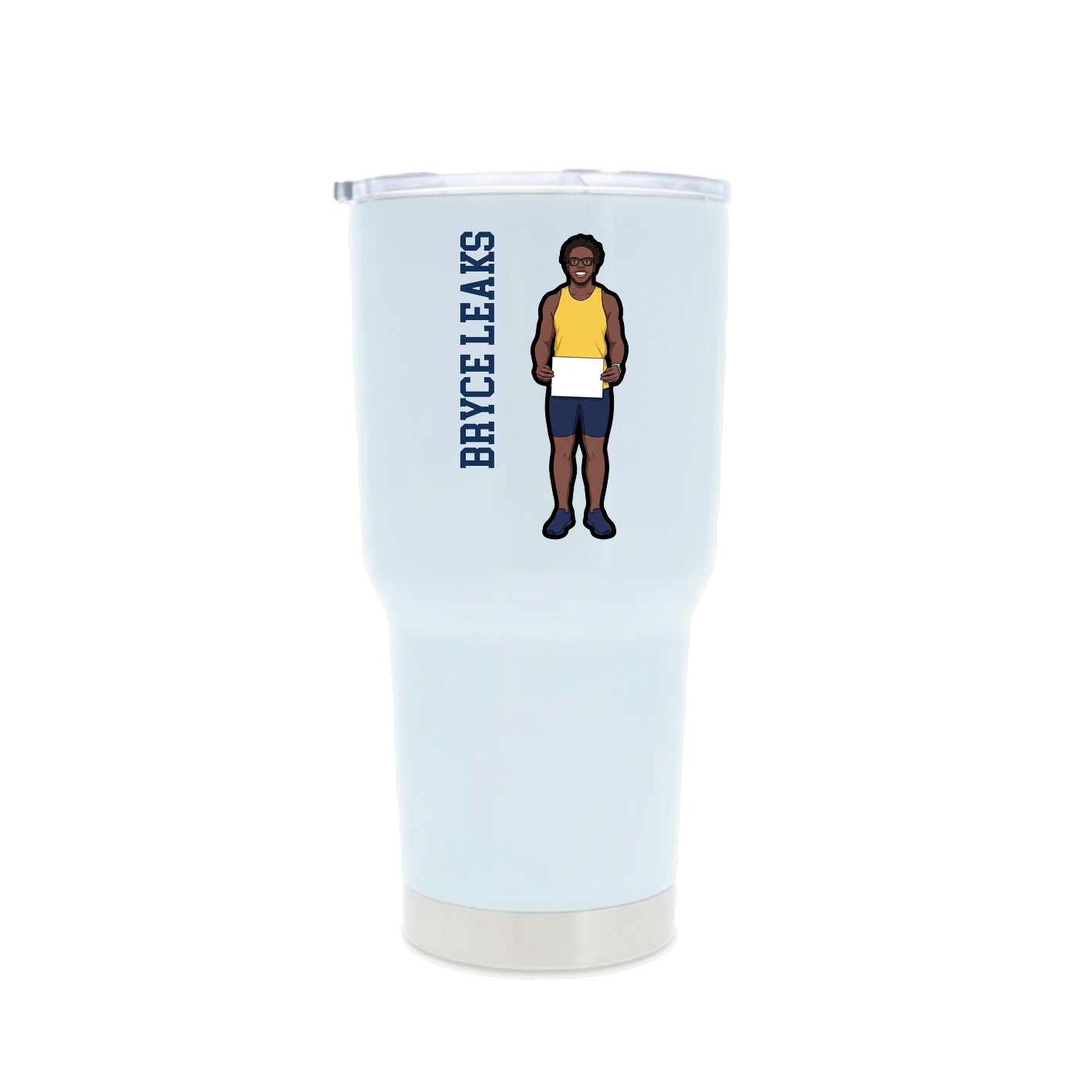 30oz Stainless Steel Tumbler — Name Vertical in White