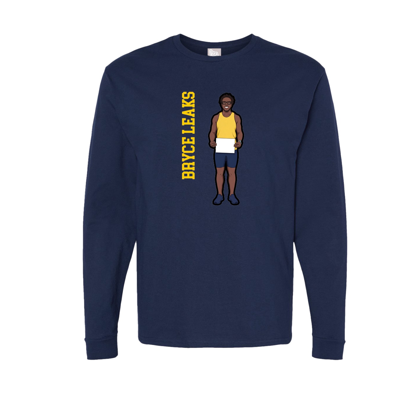 Long Sleeve Tee — Name Vertical in Navy