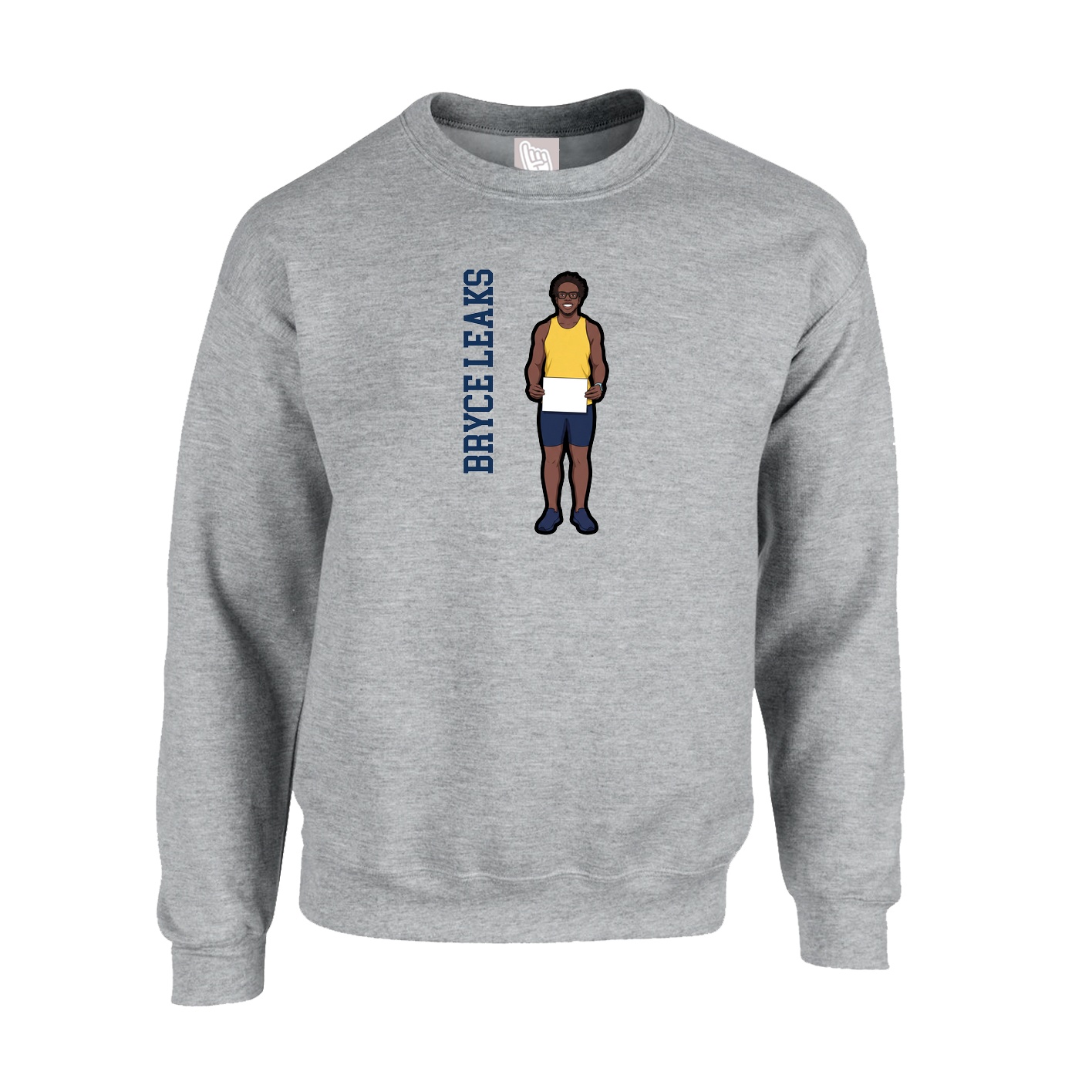 Fleece Crew — Name Vertical in Grey