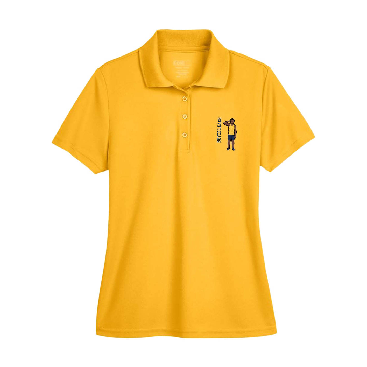 Womens Performance Polo — Name Vertical in Gold