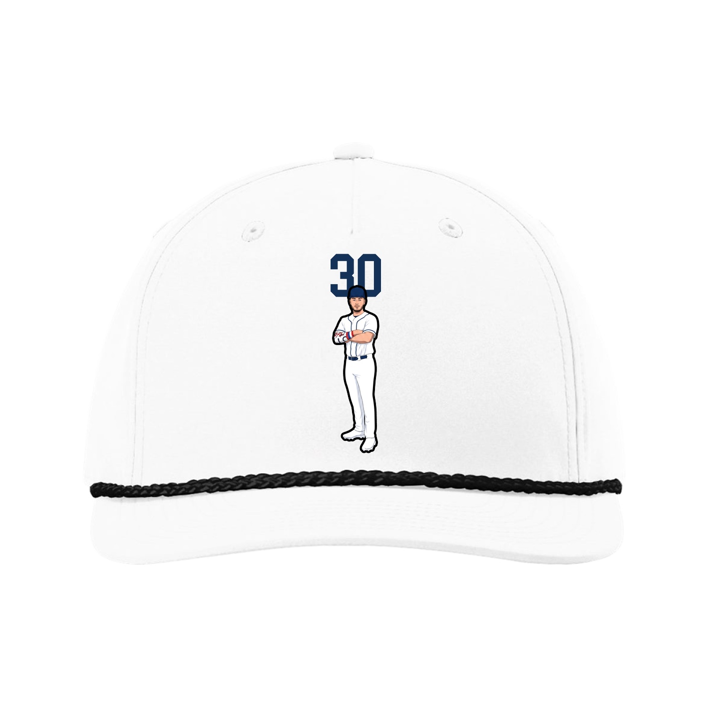Five-Panel Classic Rope Cap — Number Top in White