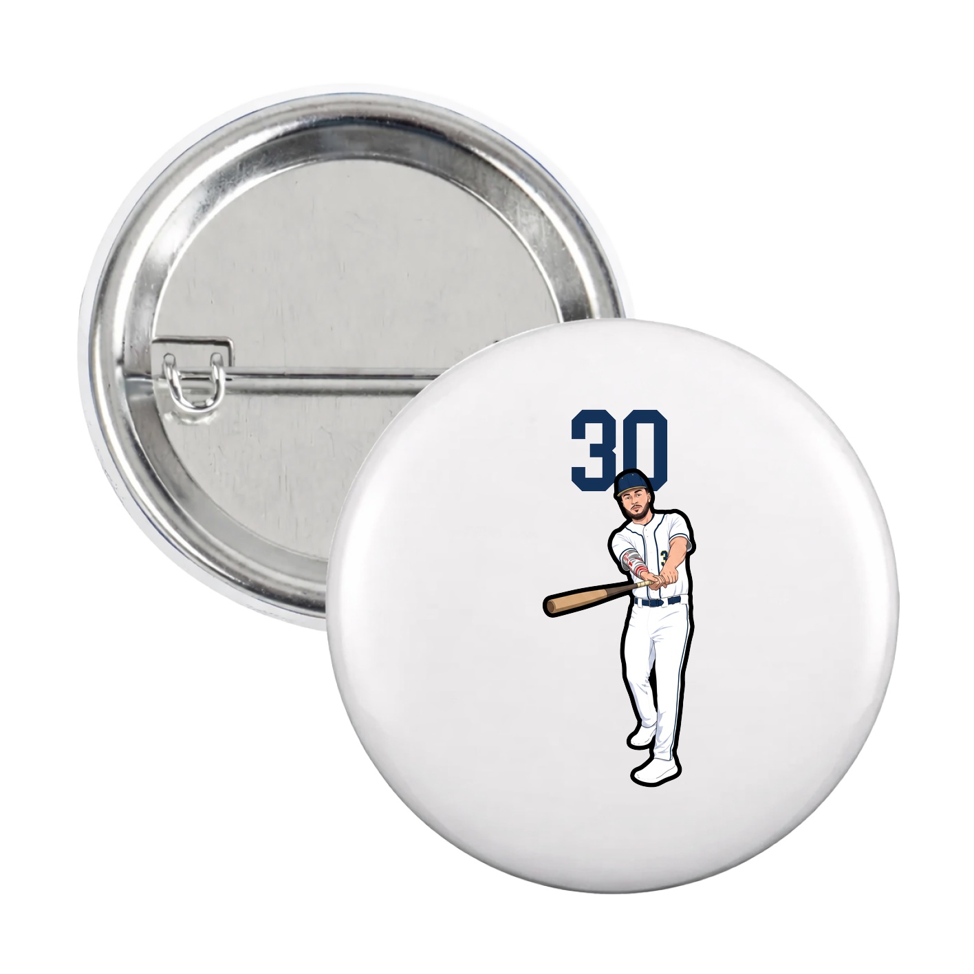 Game Day Button — Number Top in White