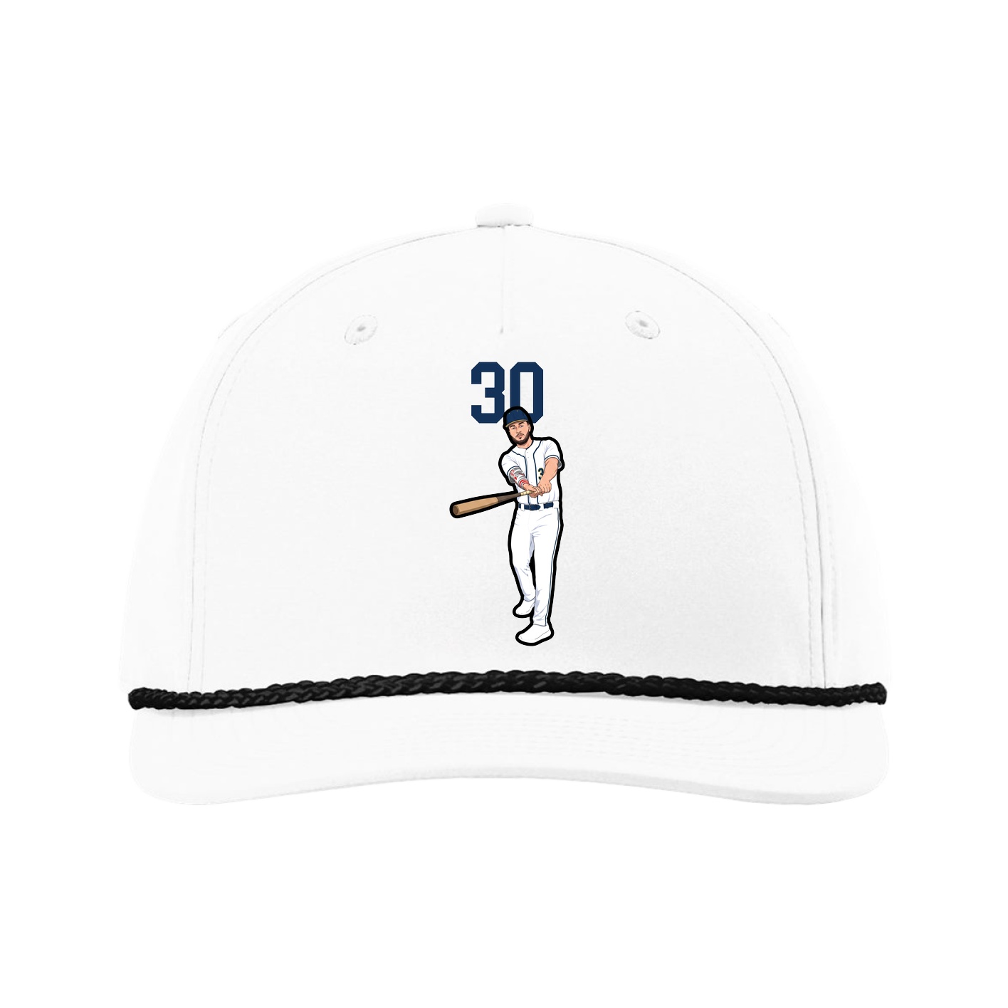 Five-Panel Classic Rope Cap — Number Top in White