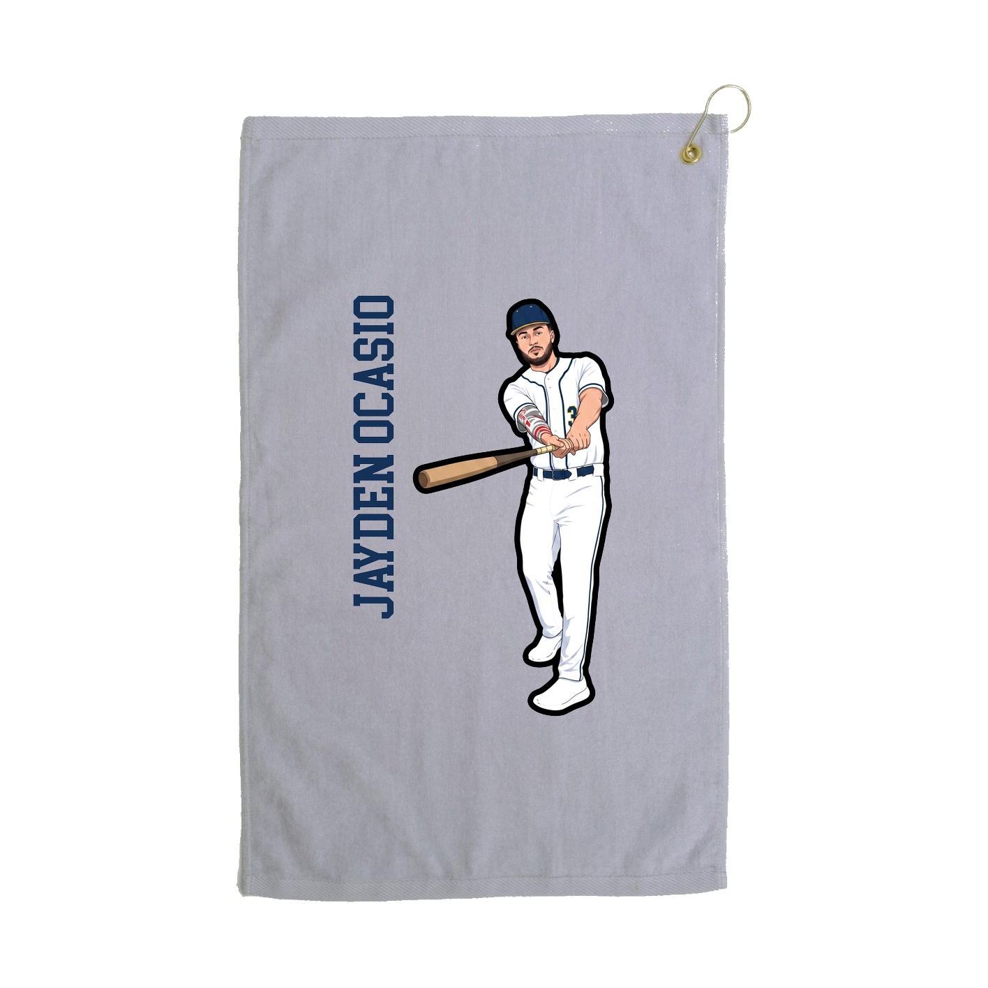 Golf Towel — Name Vertical in Grey