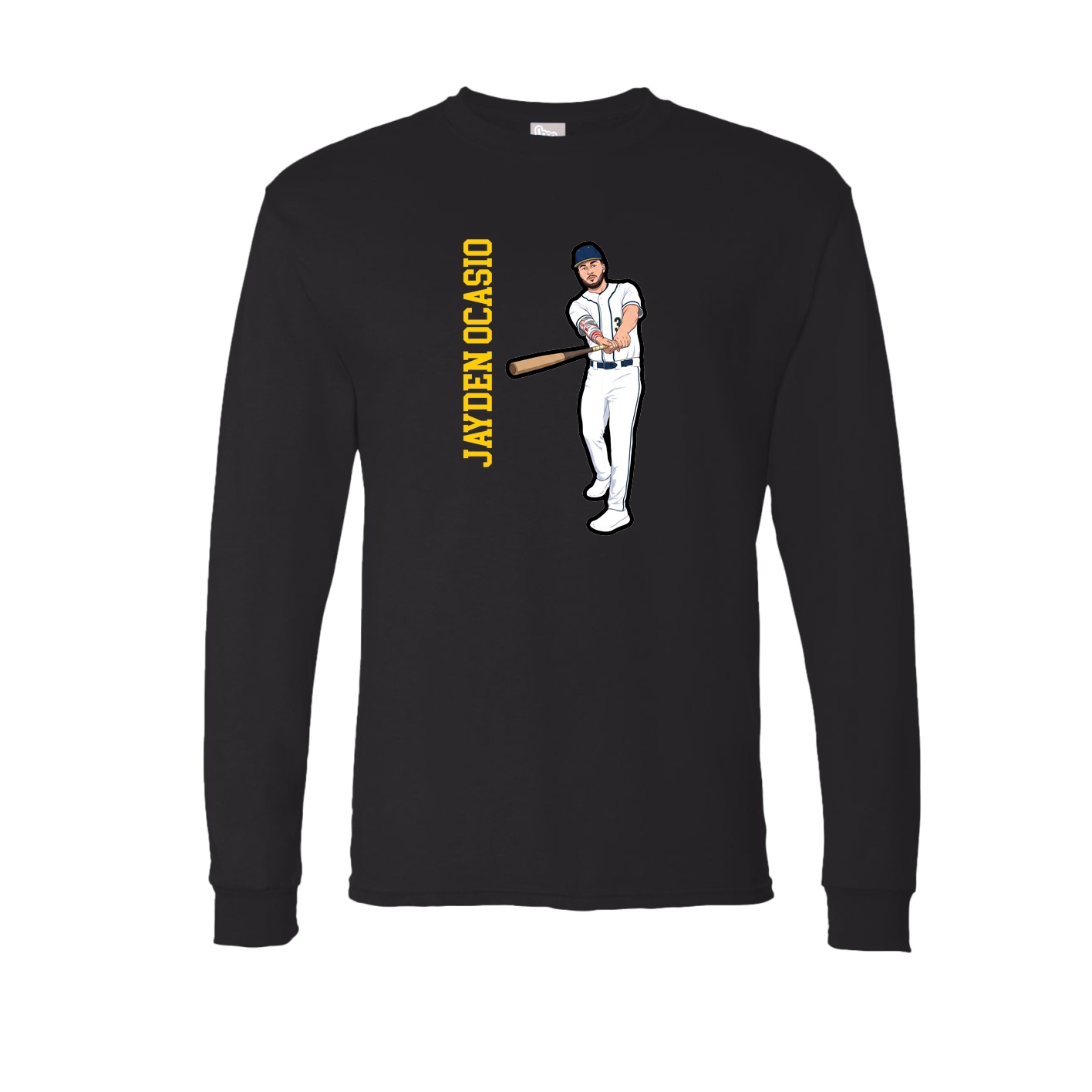 Long Sleeve Tee — Name Vertical in Black