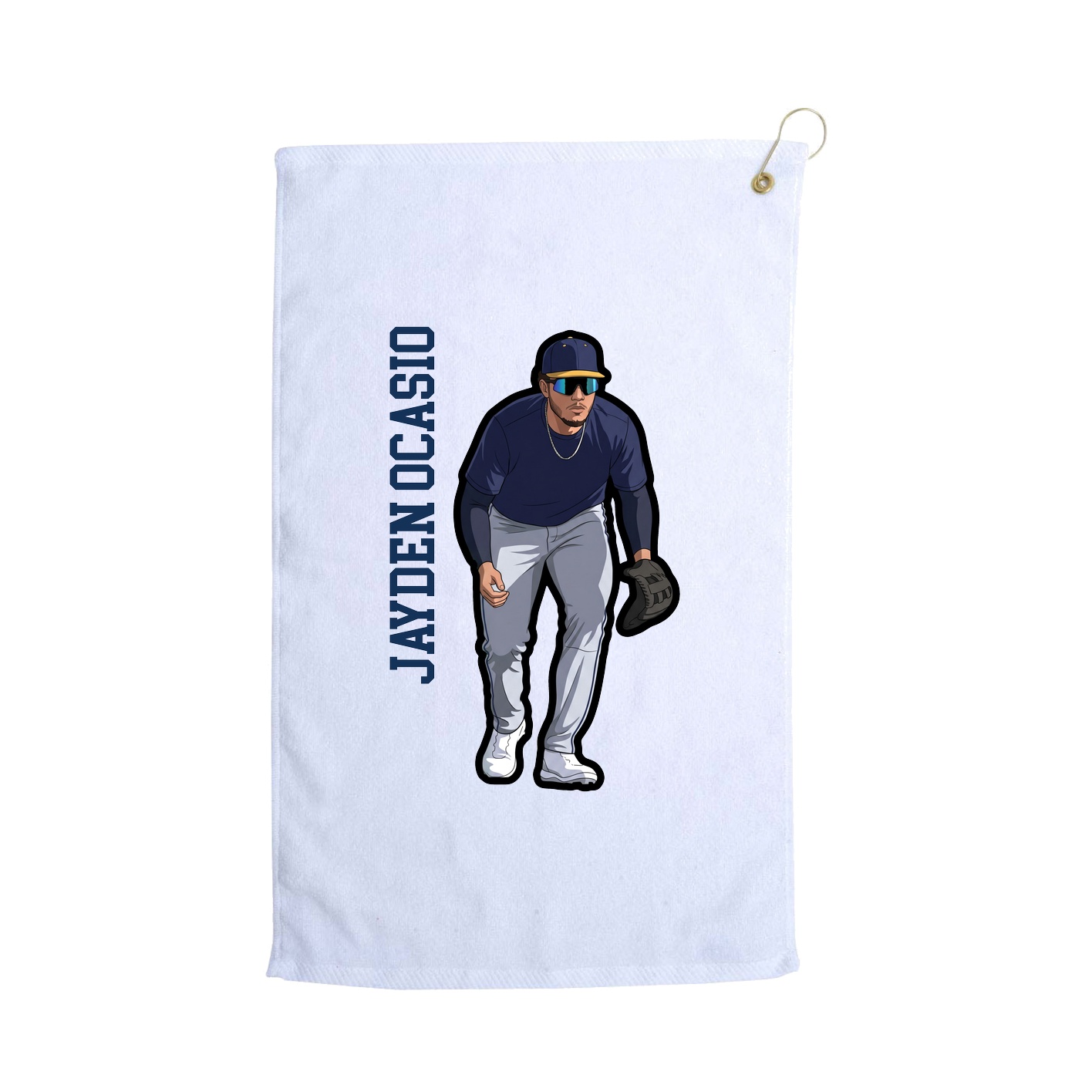 Golf Towel — Name Vertical in White