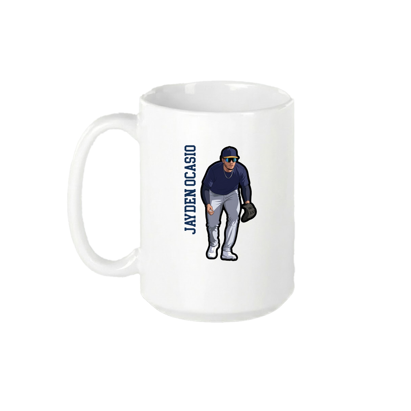 15oz Coffee Mug — Name Vertical in White