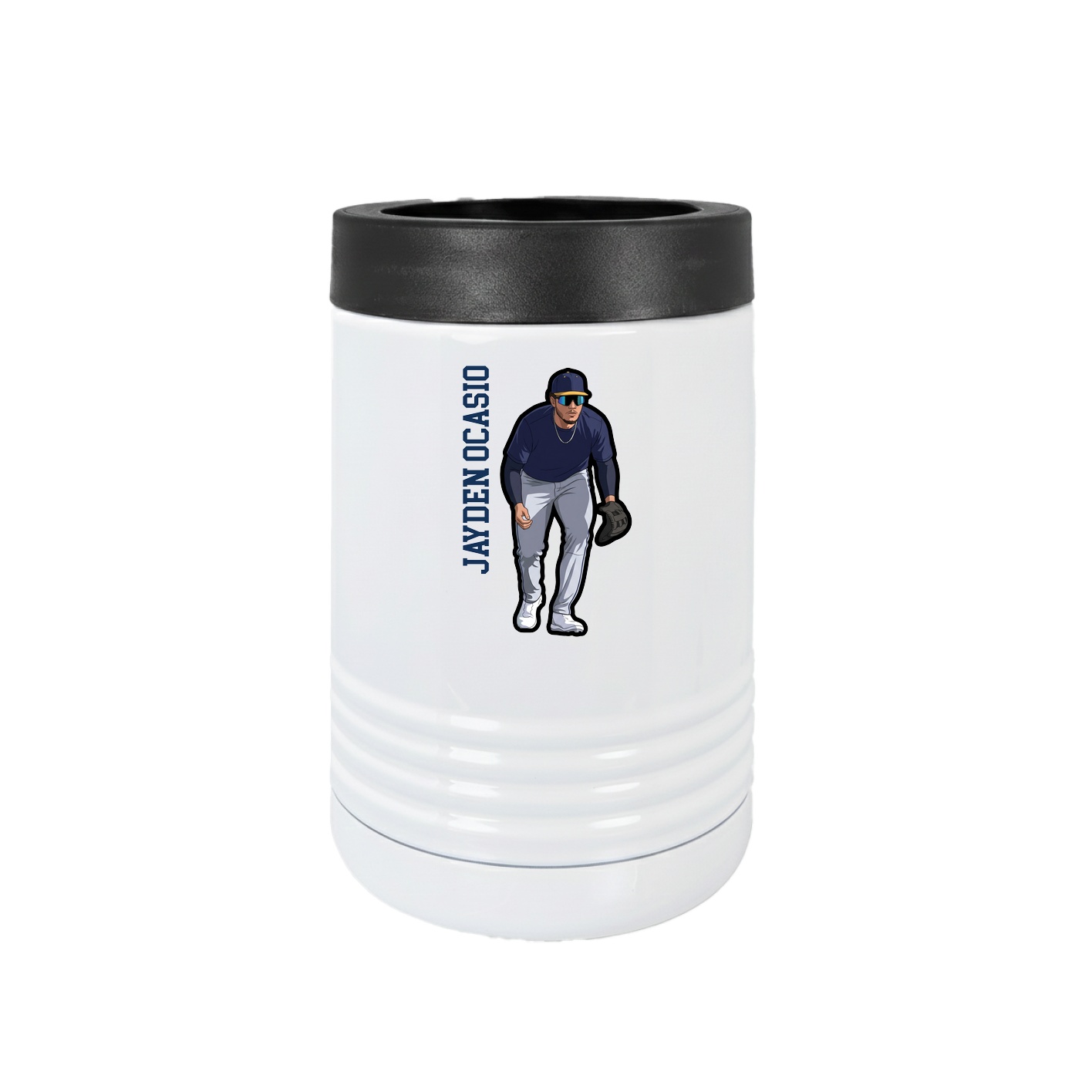 Beverage Holder — Name Vertical in White