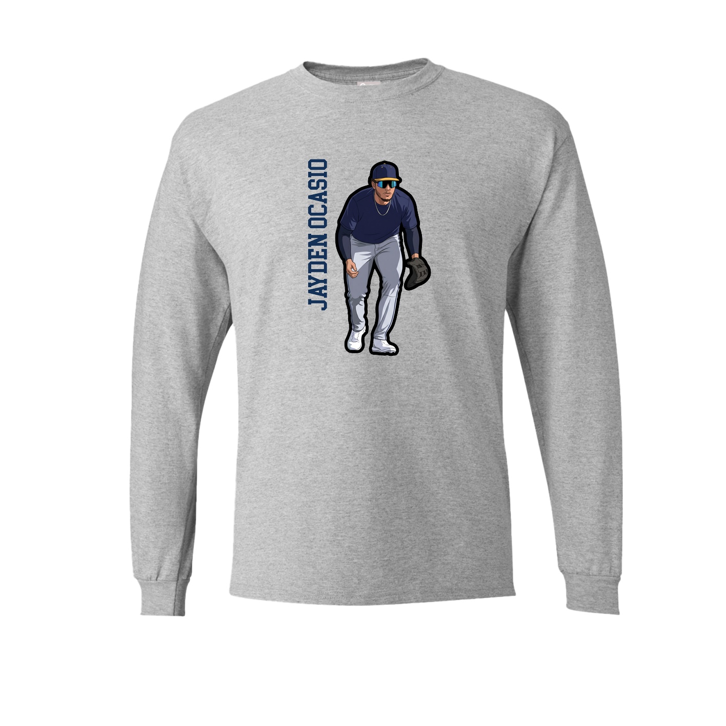 Long Sleeve Tee — Name Vertical in Grey