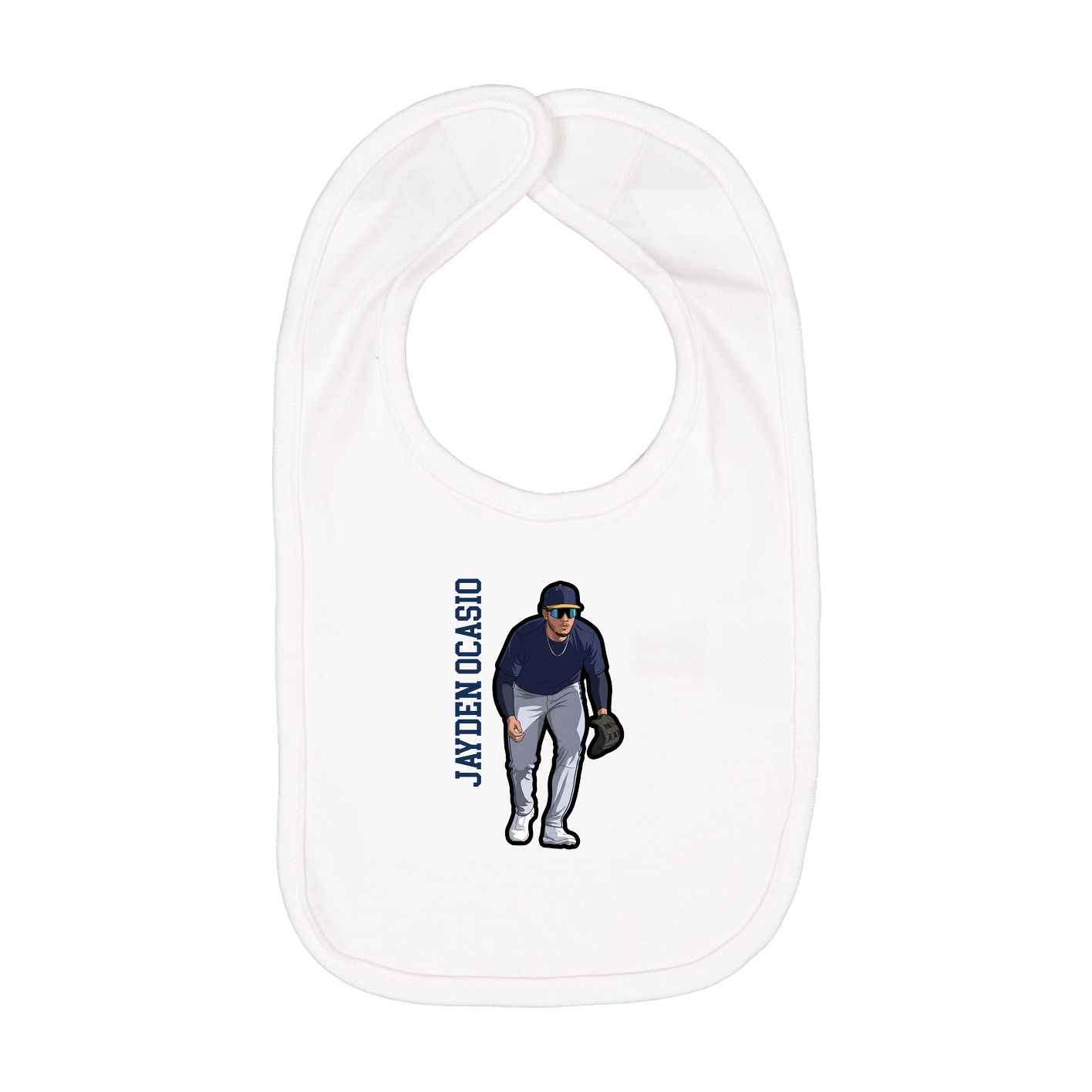 Infant Bib — Name Vertical in White